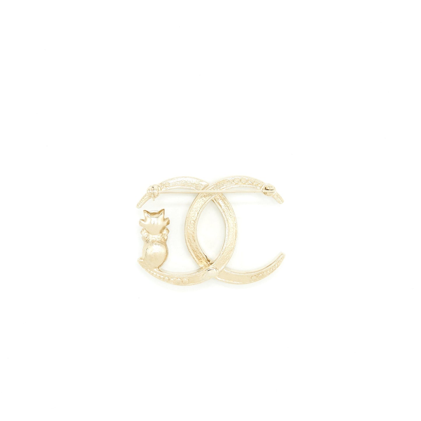 Chanel CC Logo Brooch Pearl Cat Crystals Handbag