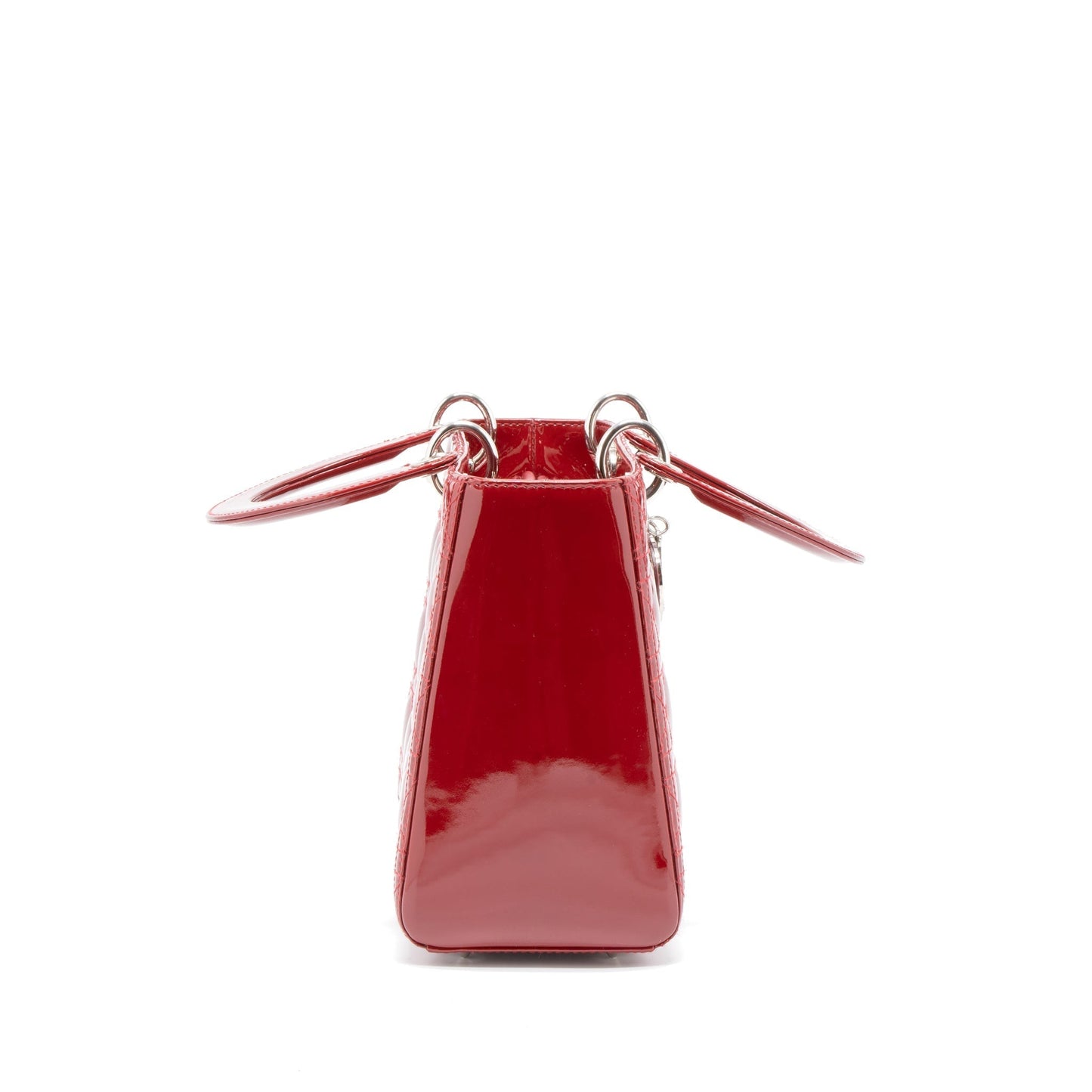 Dior Lady Patent Handbag Leather Red Travel Bag Red Handbag