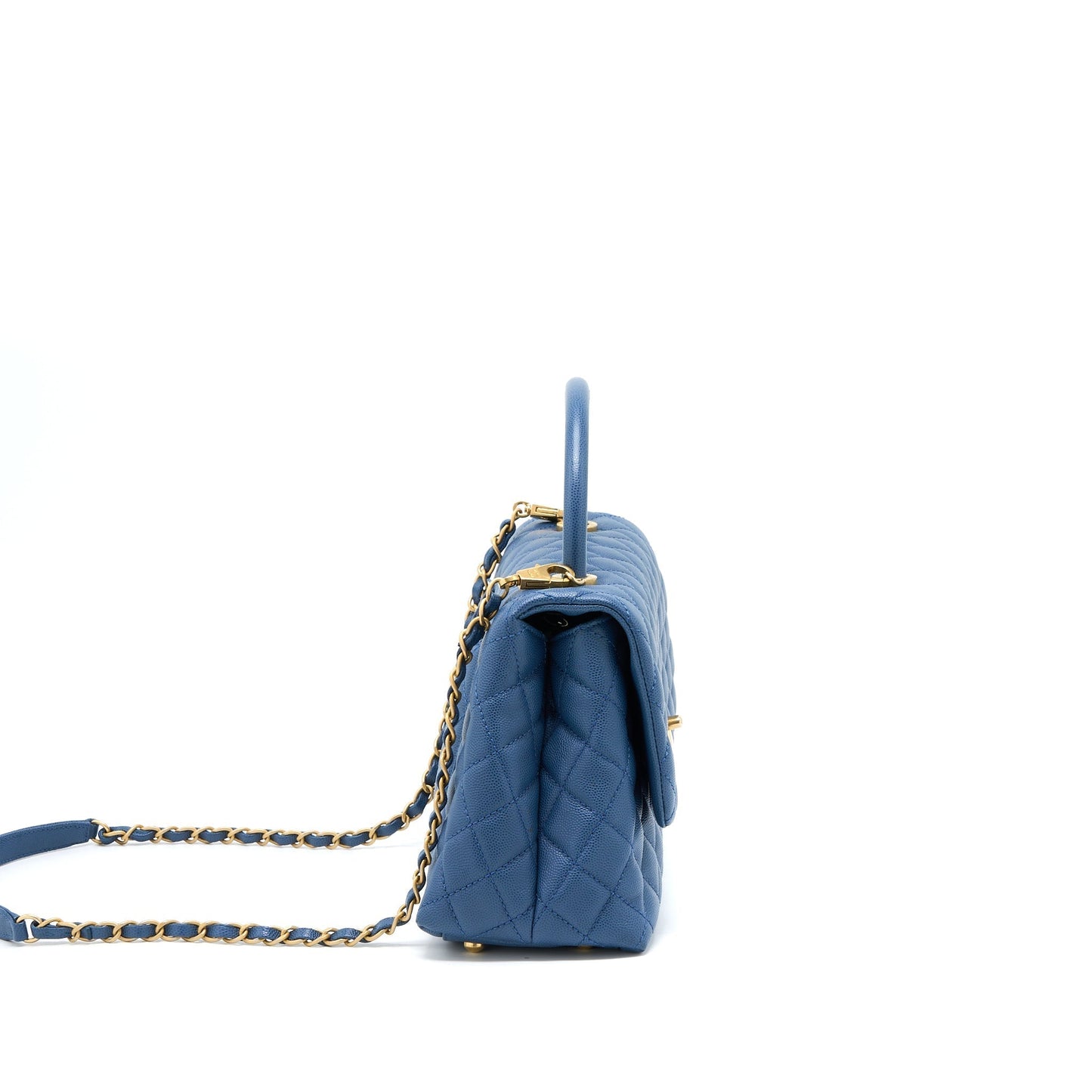Chanel Coco Handle Flap Caviar GHW Blue Shoulder Bag