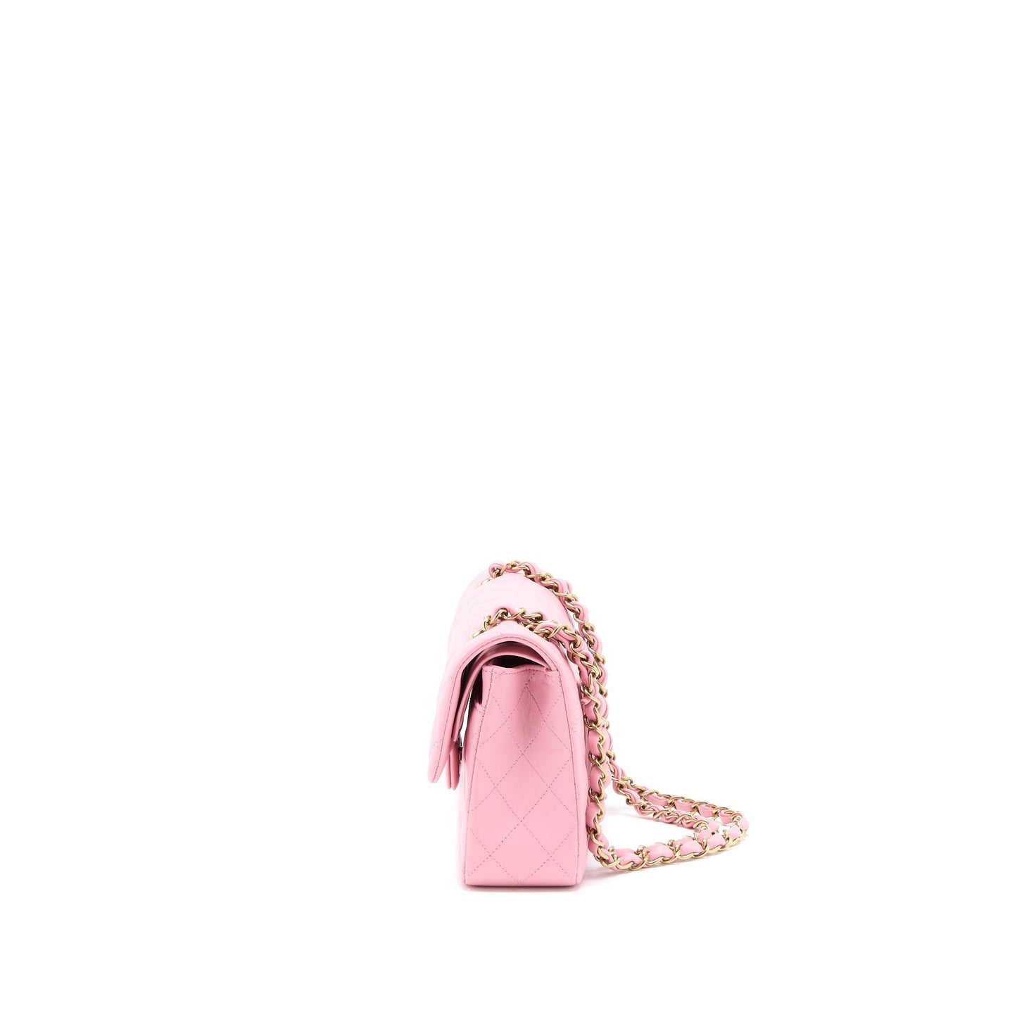 Chanel Classic Flap Lambskin LGHW Microchip Pink Small Shoulder Bag