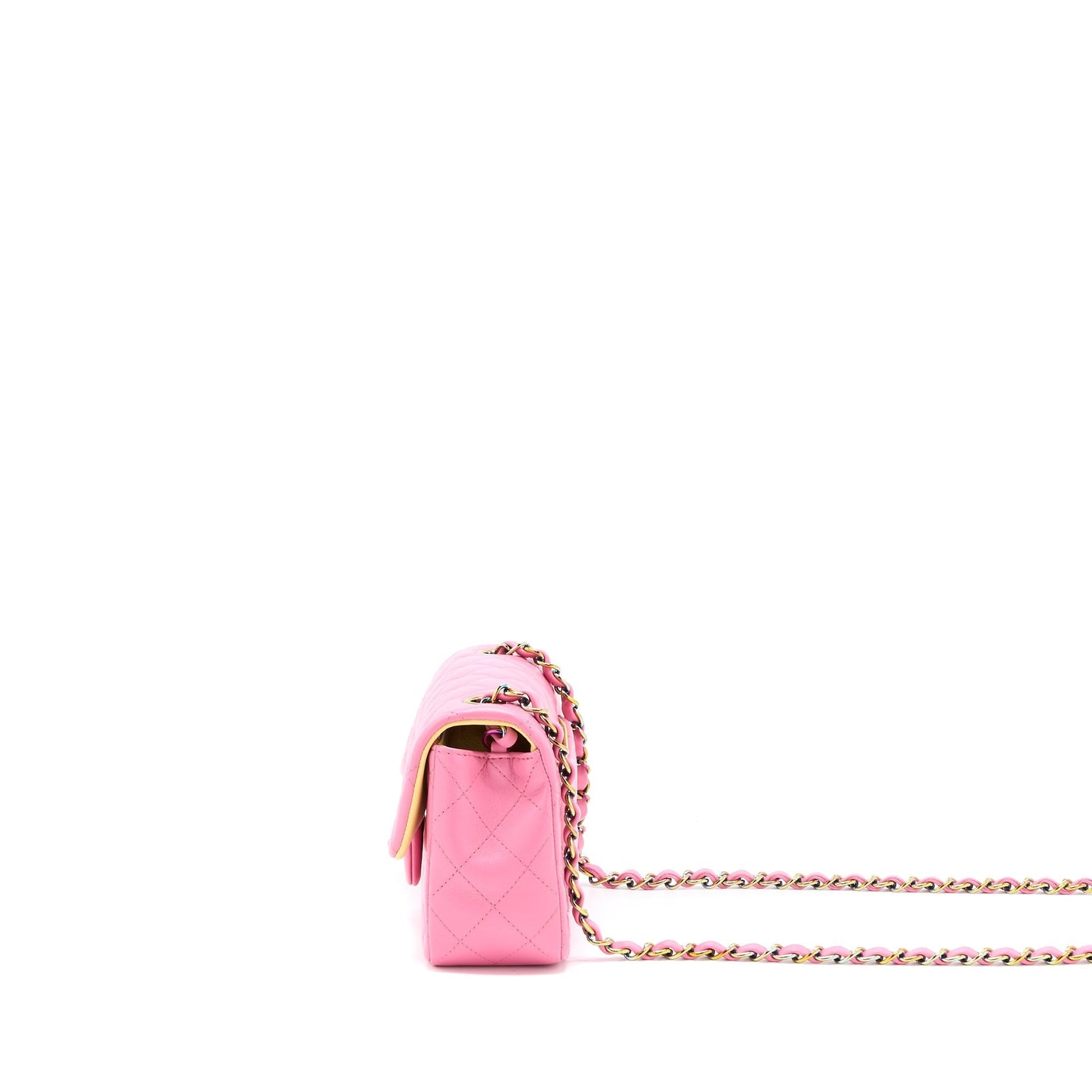 Chanel 21P Rectangular Flag Lambskin Multi Hardware Pink Mini Bag