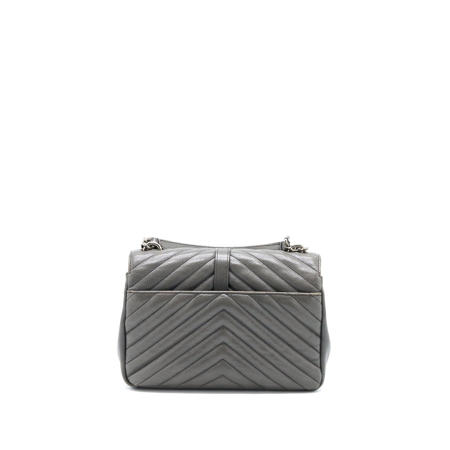 YSL Saint Laurent Saint Laurent College Purse Calfskin Grey With Travel Bag