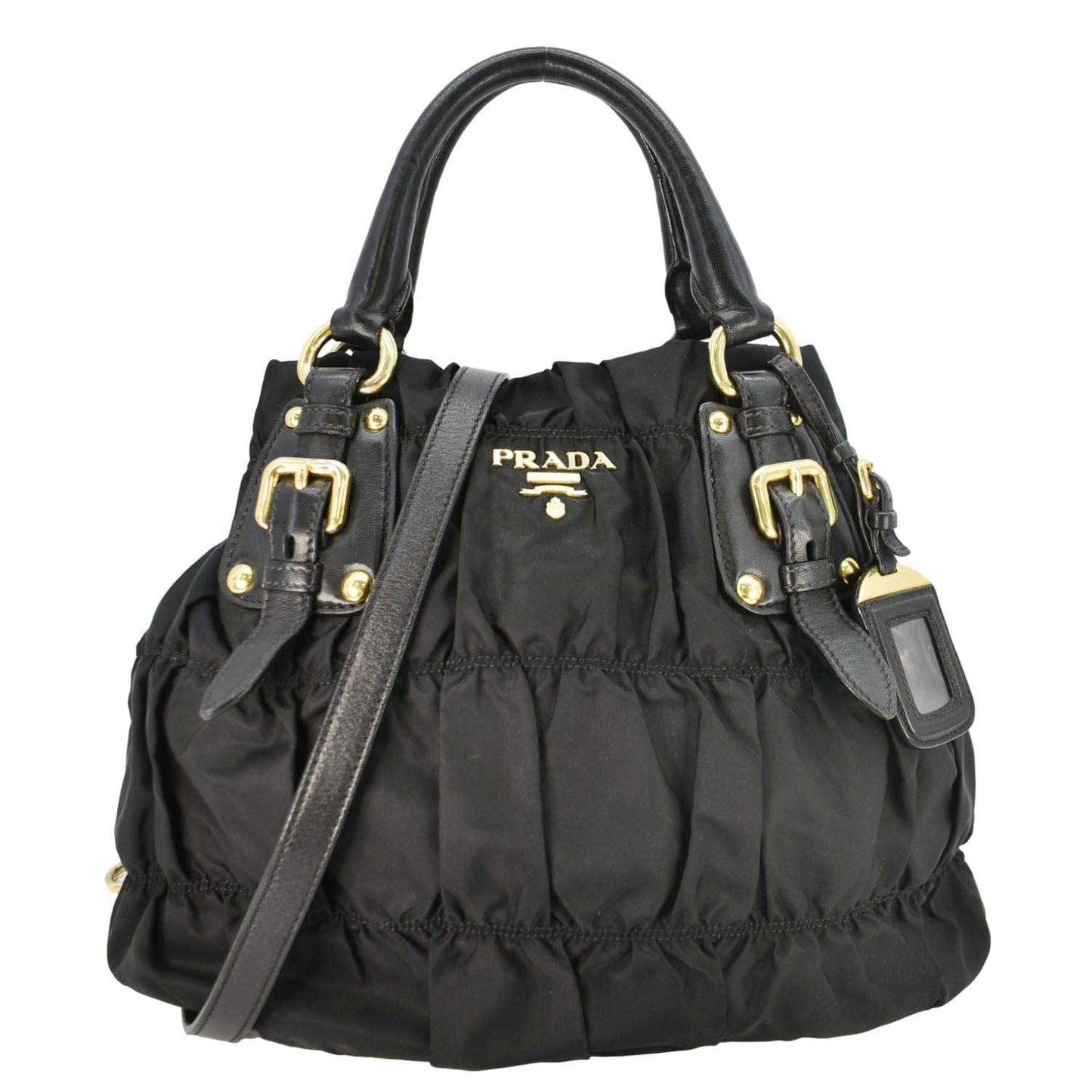 Tessuto Gaufre Tote Shoulder Bag Nylon Black