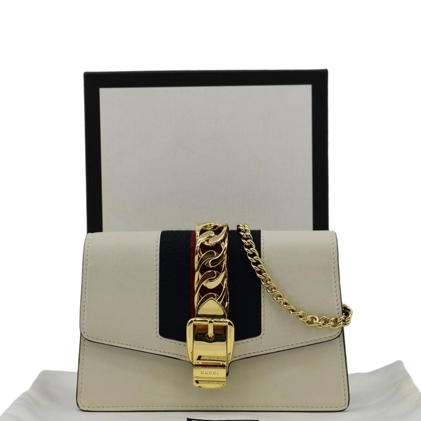 Gucci Sylvie Super Crossbody Bag Leather White