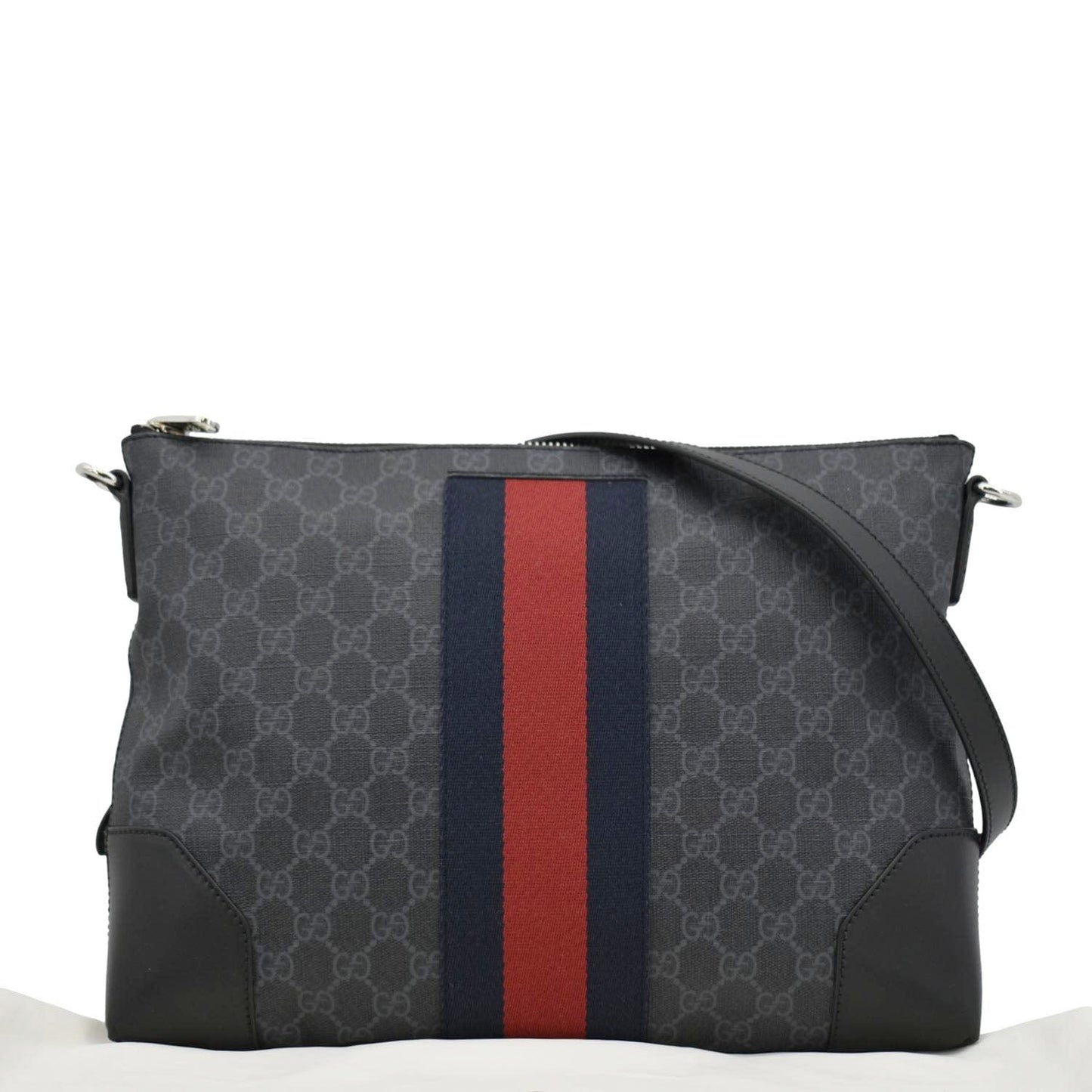 Gucci East West Supreme Web Messenger Bag Black Crossbody Bag