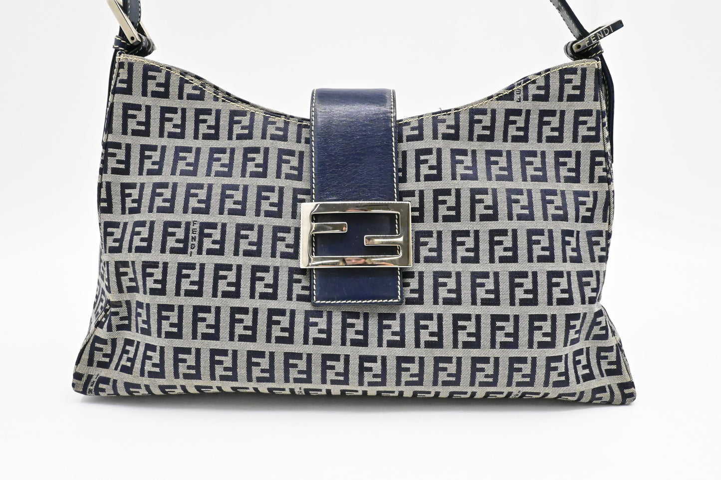 Fendi Shoulder Bag In Zucchino Canvas Blue Navy