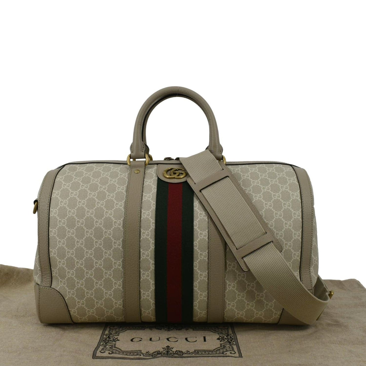 Gucci Ophidia Supreme Duffle Bag Canvas Beige Travel Bag