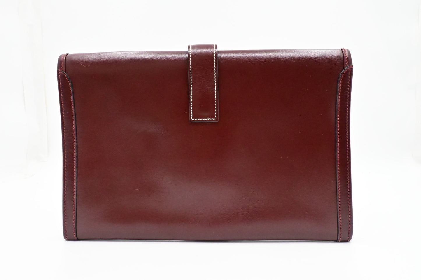 Hermes Jige Elan Pm In Burgundy Box Handbag Leather Travel Bag