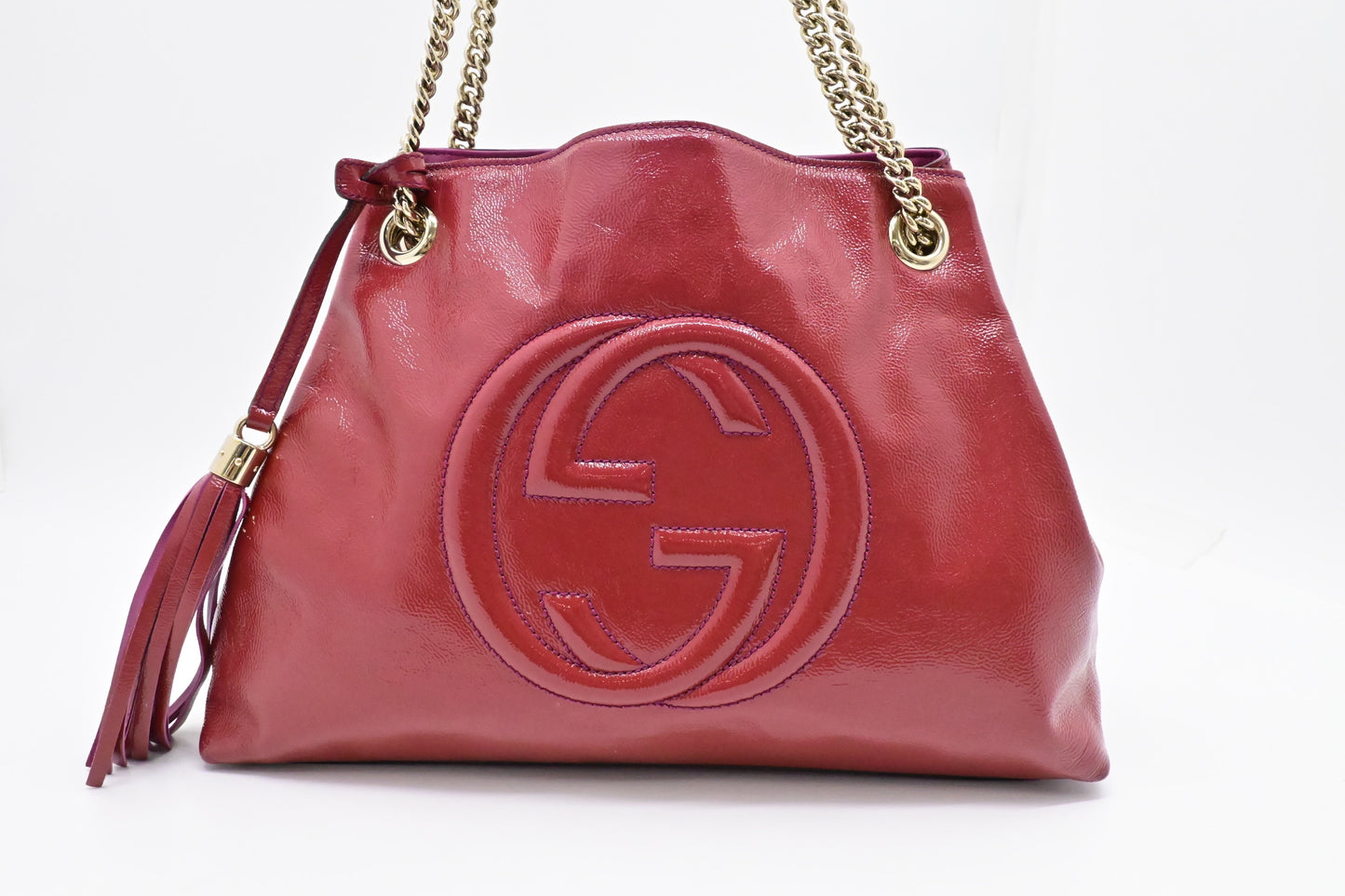Gucci Soho Leather Red Pink Chain Shoulder Bag