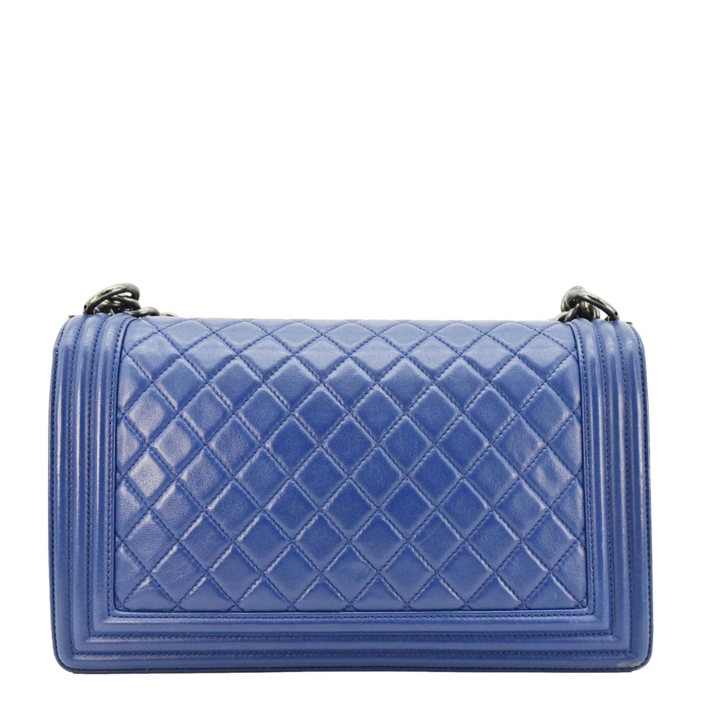 Chanel Boy Flap Leather Calf Blue Travel Bag Bag Blue