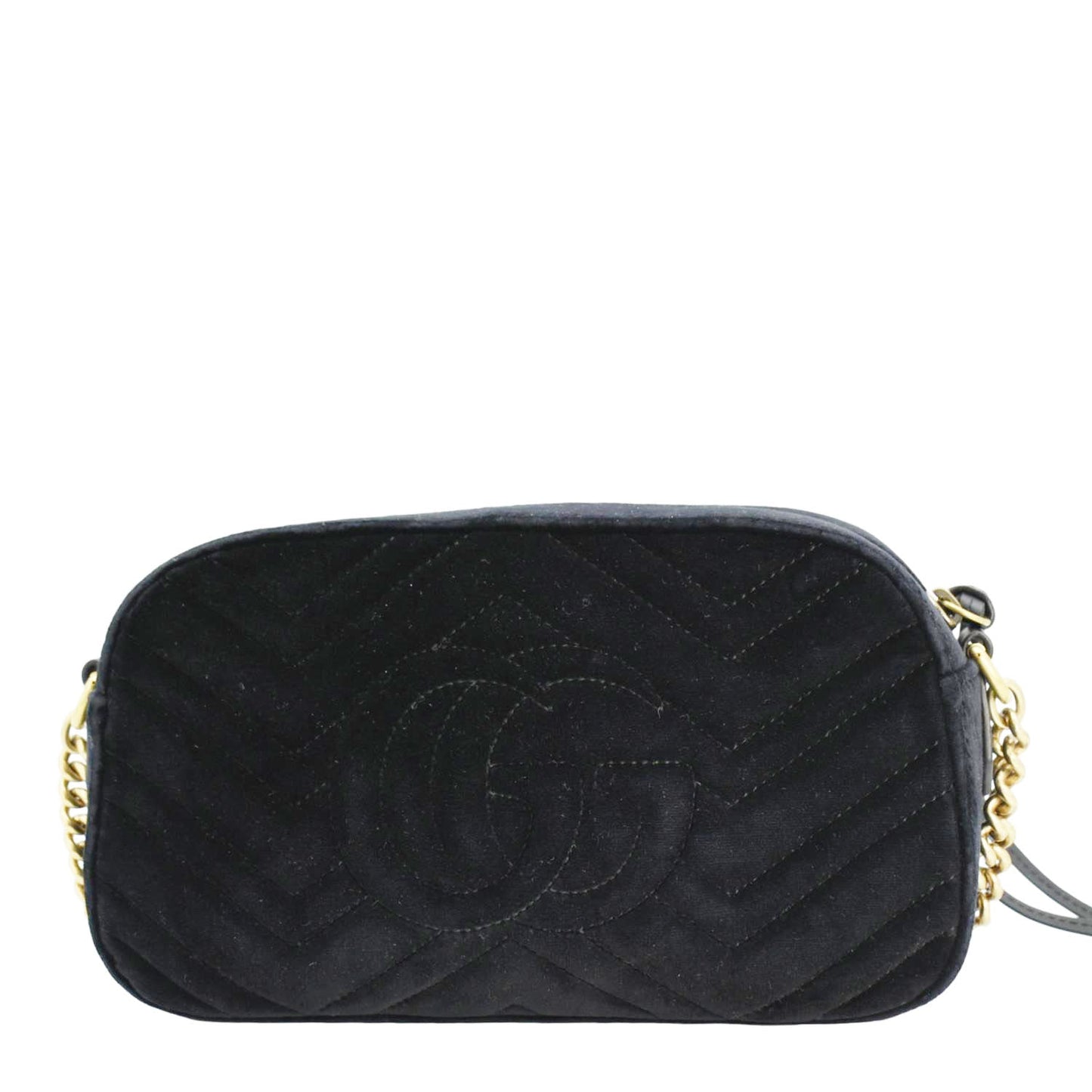 Gucci Marmont Small Deer Embroidered Velvet Camera Bag Matelasse Black Crossbody Bag