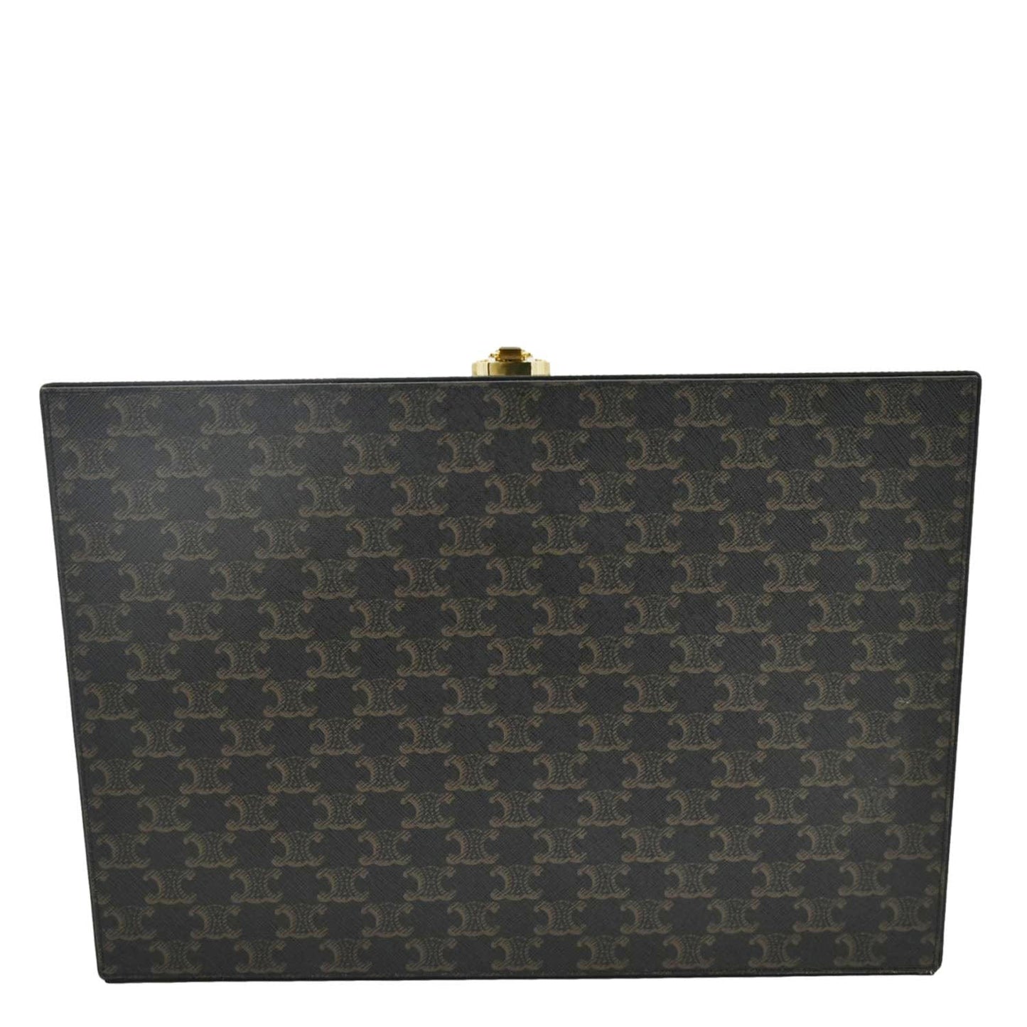 Luxury Triomphe Stationery Case Handbag Canvas Brown Travel Bag