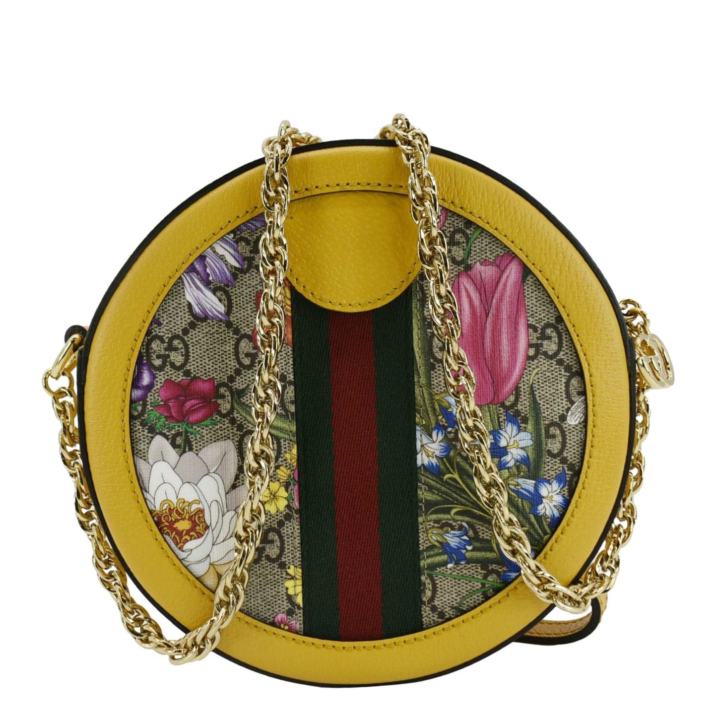 Gucci Ophidia Flora Round Supreme Web Crossbody Bag Monogram Mini