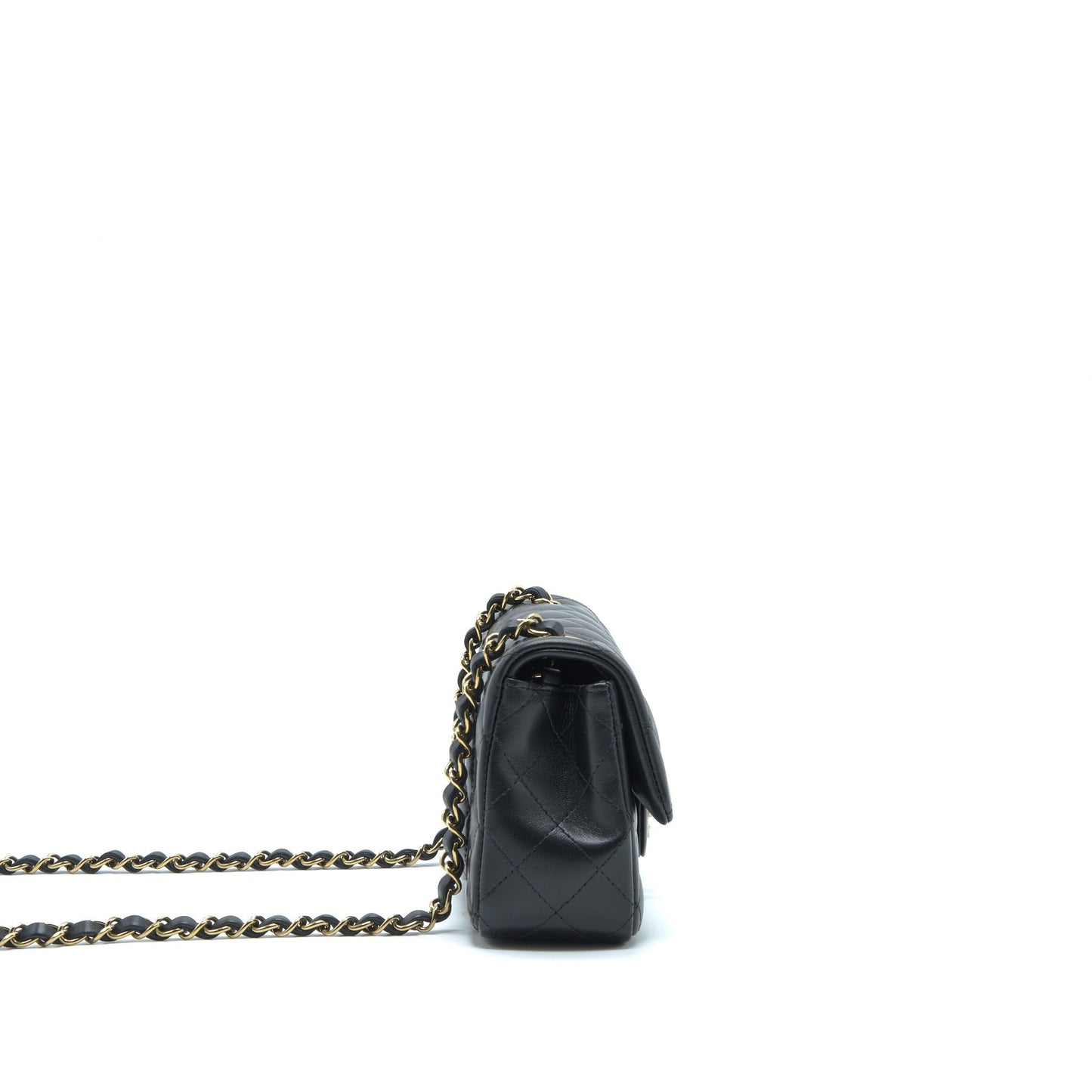 Chanel Rectangular Flap Lambskin LGHW Microchipï¼ Black Shoulder Bag