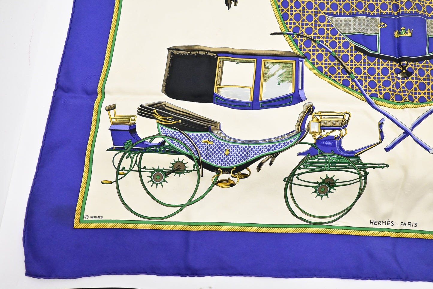 Hermes 'Les Voitures A Transformation' Carre In Silk Blue Travel Bag