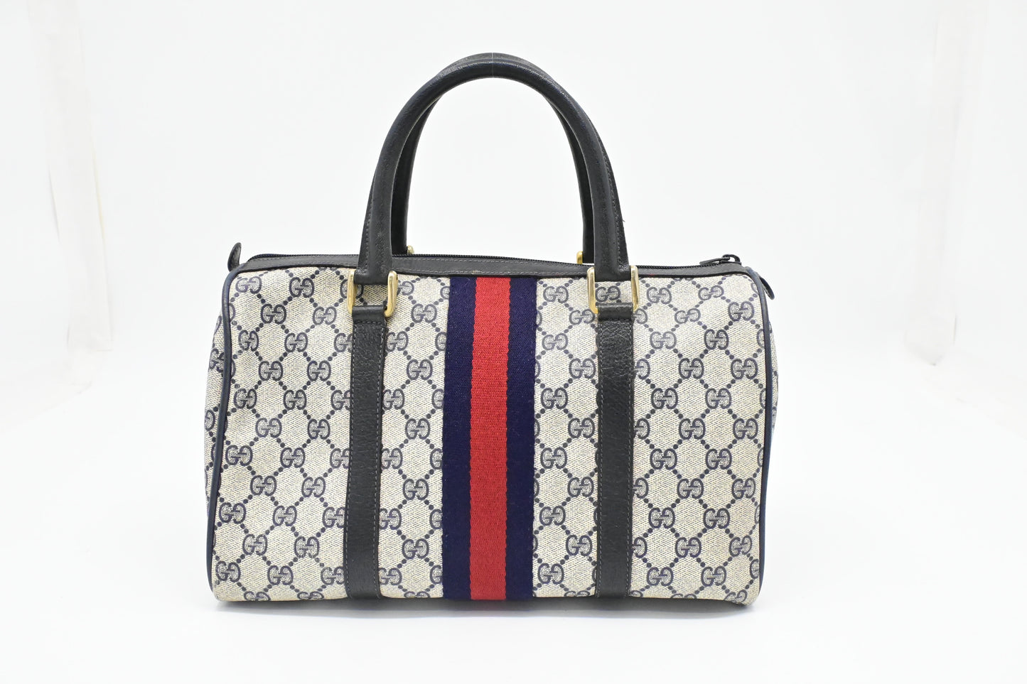 Gucci Boston GG Supreme Canvas Navy Handbag