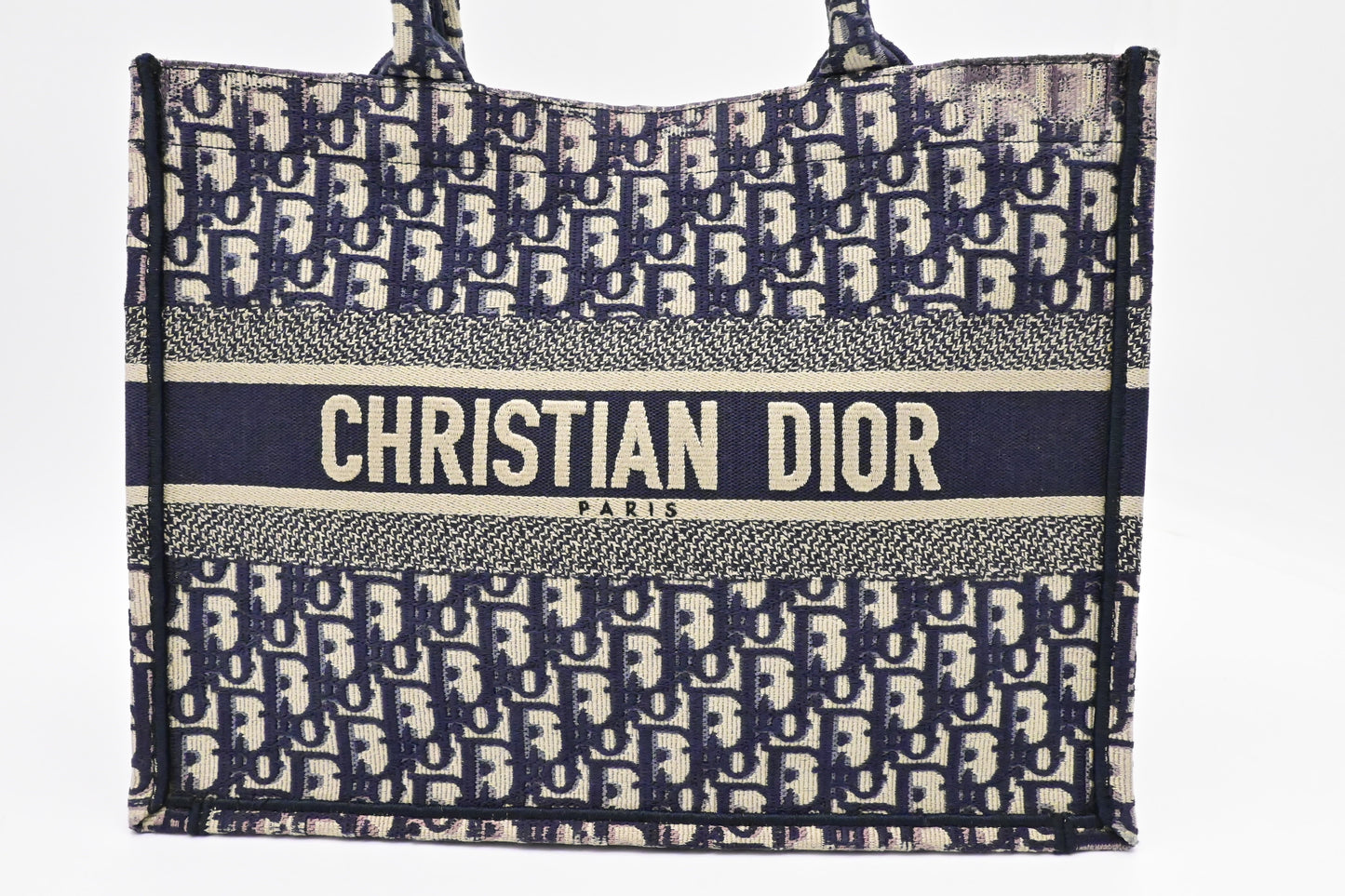 Dior Book Tote In Navy Oblique Handbag Canvas Blue Tote Bag