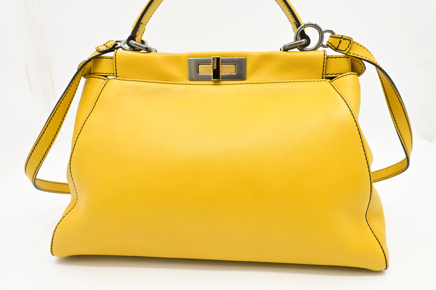 Fendi Peekaboo In Handbag Leather Yellow Medium Travel Bag