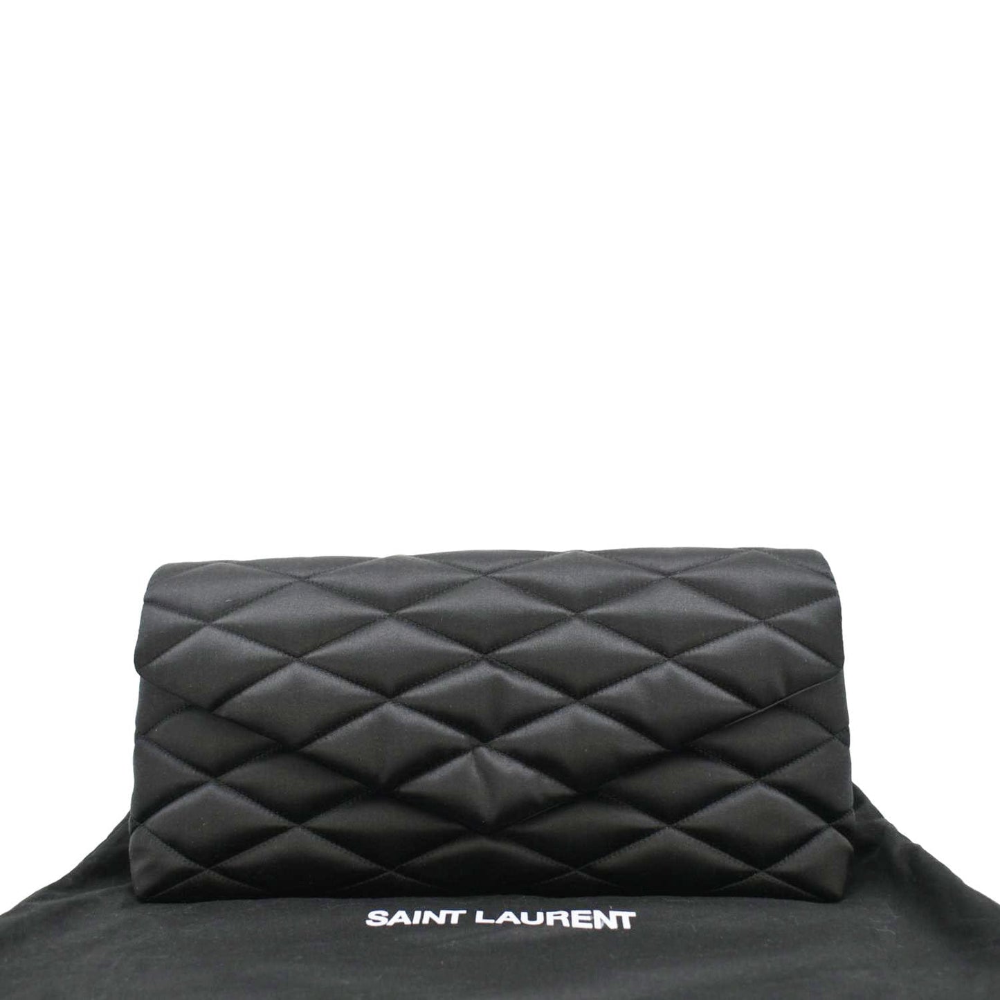 YSL Saint Laurent Yves Sade Clutch Satin Black Large Clutch Bag