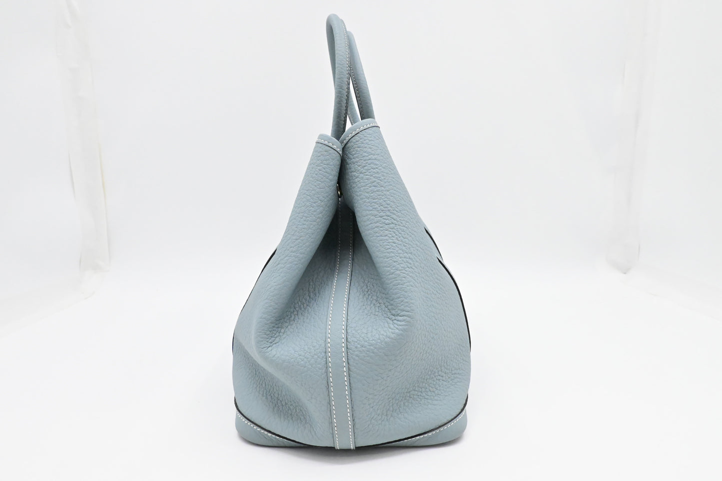 Hermes Garden Party In Light Handbag Leather Blue Travel Bag