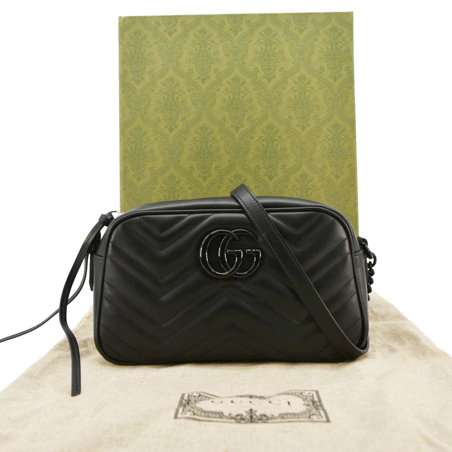 Gucci Marmont Chevron Camera Crossbody Bag Leather Matelasse