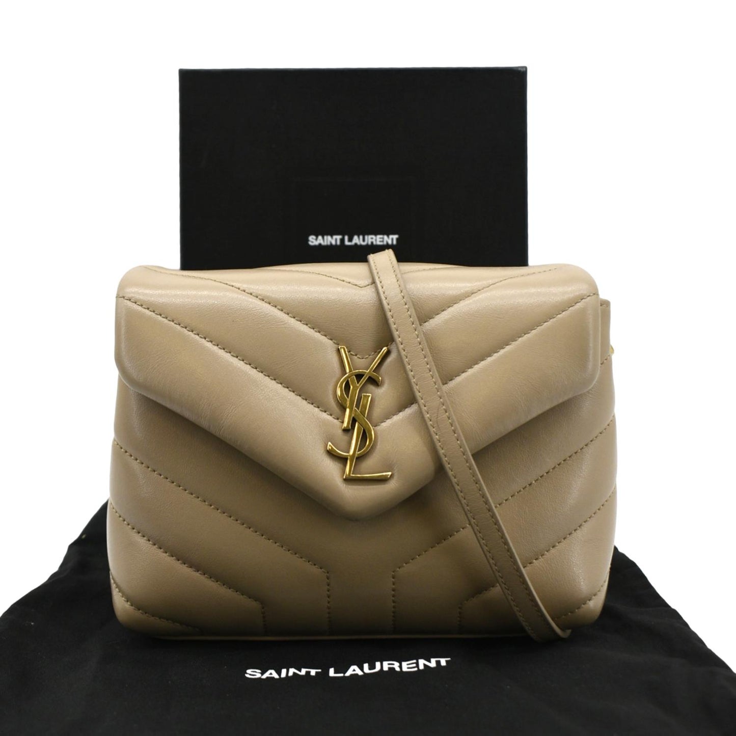 YSL Saint Laurent Yves Loulou Crossbody Bag Leather Matelasse Brown