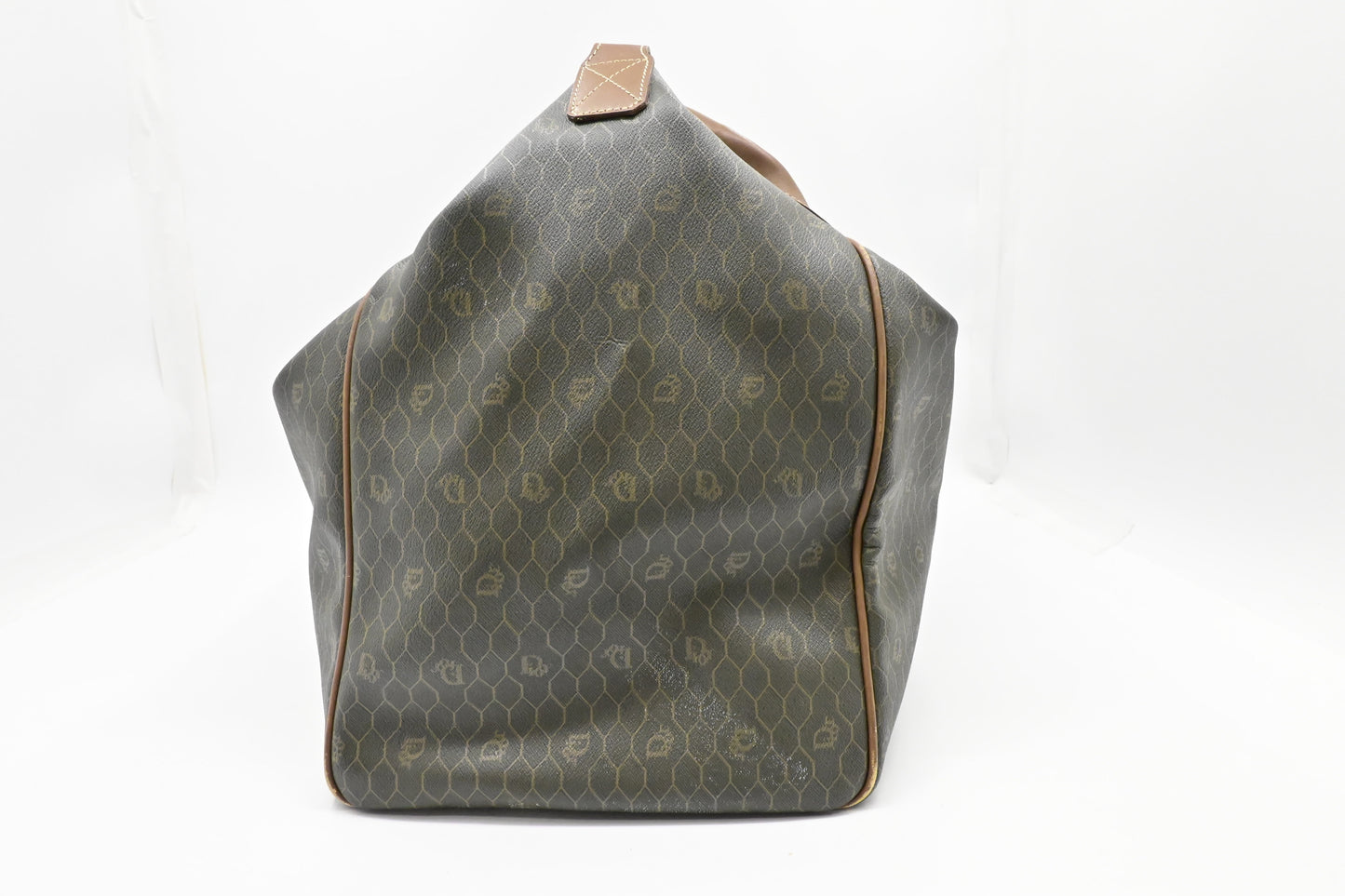 Dior Travel Bag In Dark Honeycomb Canvas Green