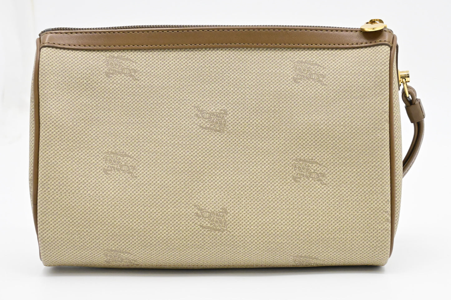 Burberry Wristlet Pouch In Handbag Canvas Beige Travel Bag
