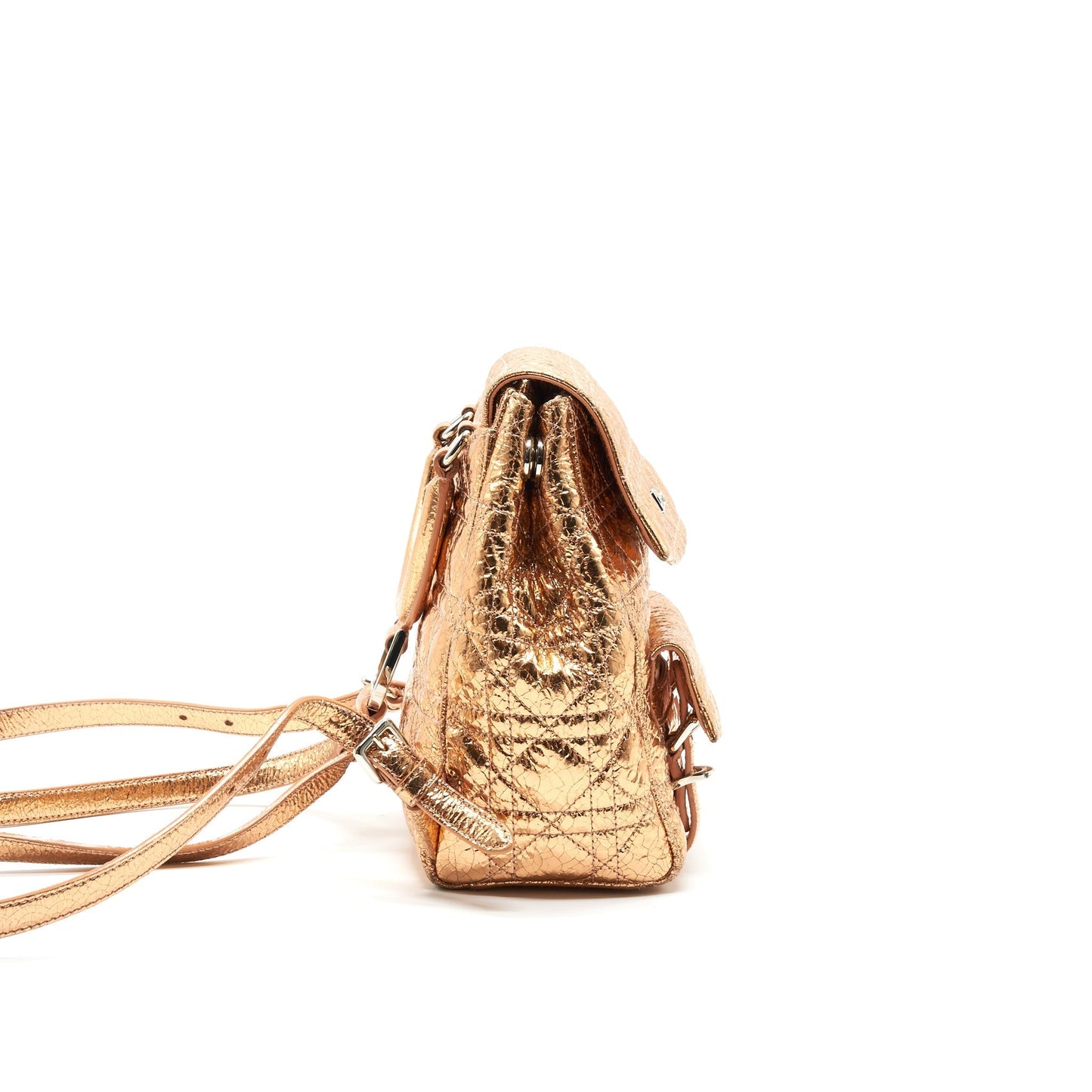 Dior Backpack Lambskin Metallic Champagne Handbag Mini