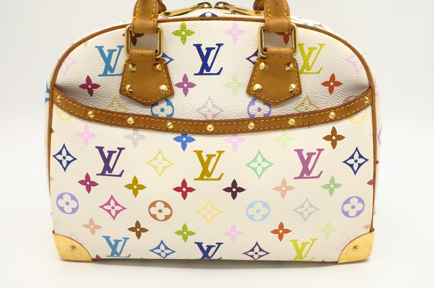 Louis Vuitton Trouville Multicolor White Canvas Handbag Canvas 2