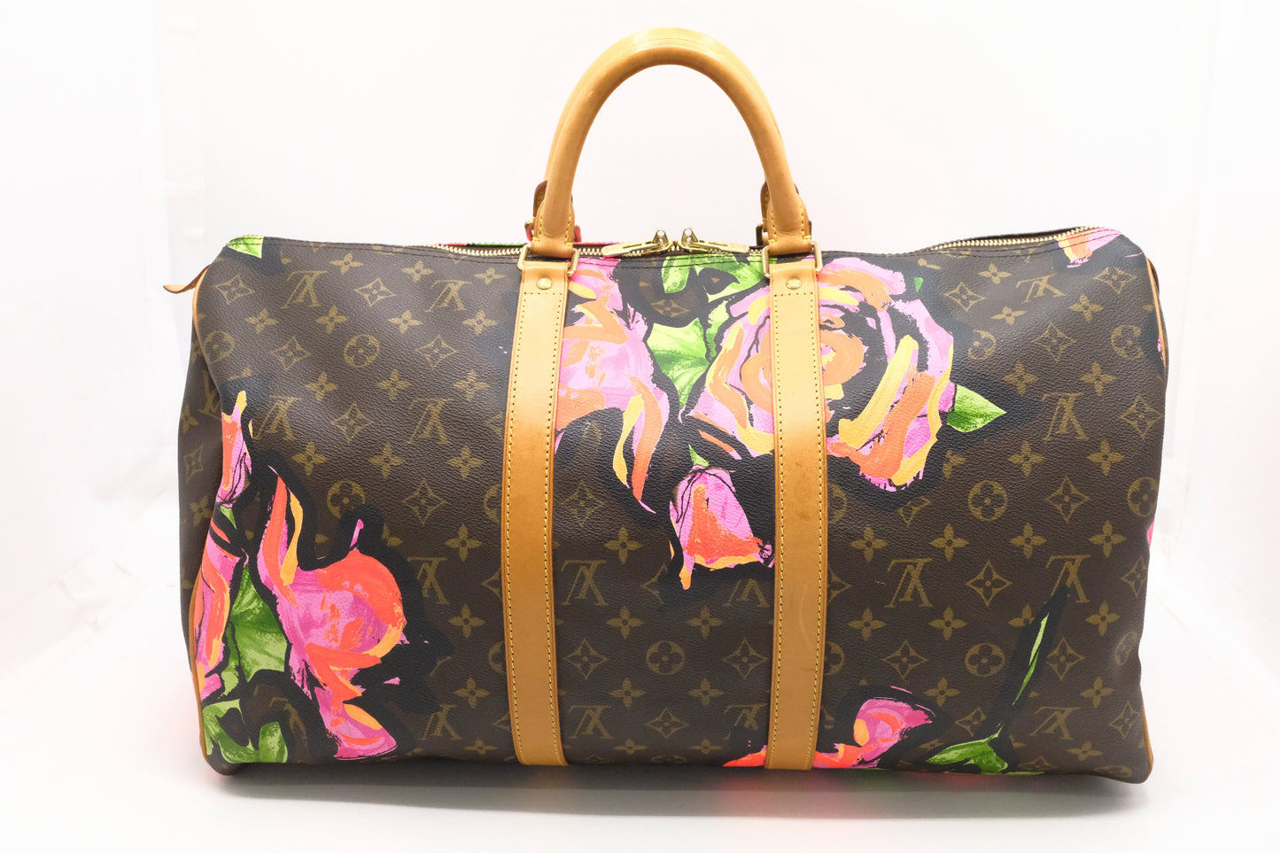 Louis Vuitton x Stephen Spro Keepall 50 Roses Monogram Canvas Travel Bag