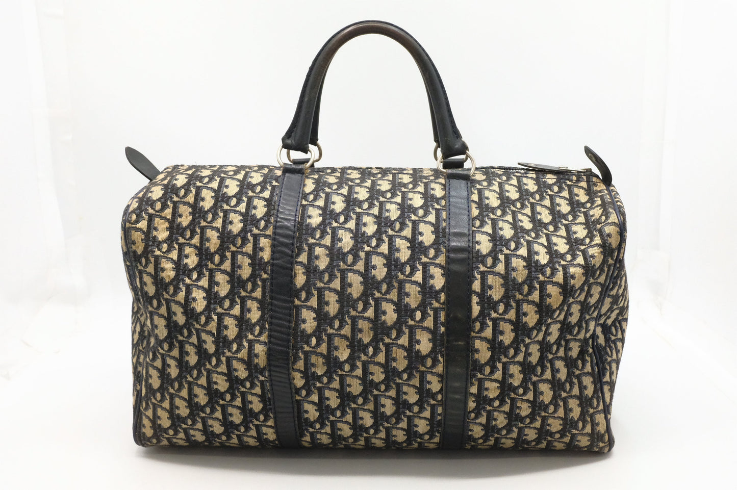 Dior Boston Bag In Navy Oblique Canvas Travel Bag