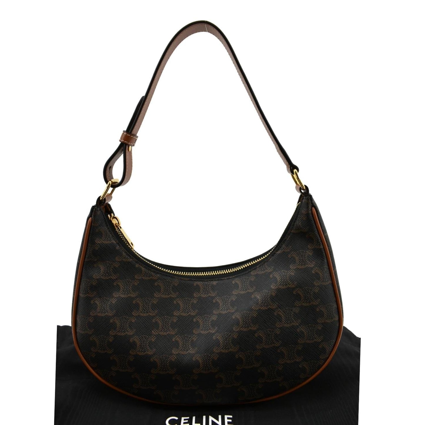Ava Triomphe Calfskin Hobo Bag Canvas Brown Travel Bag