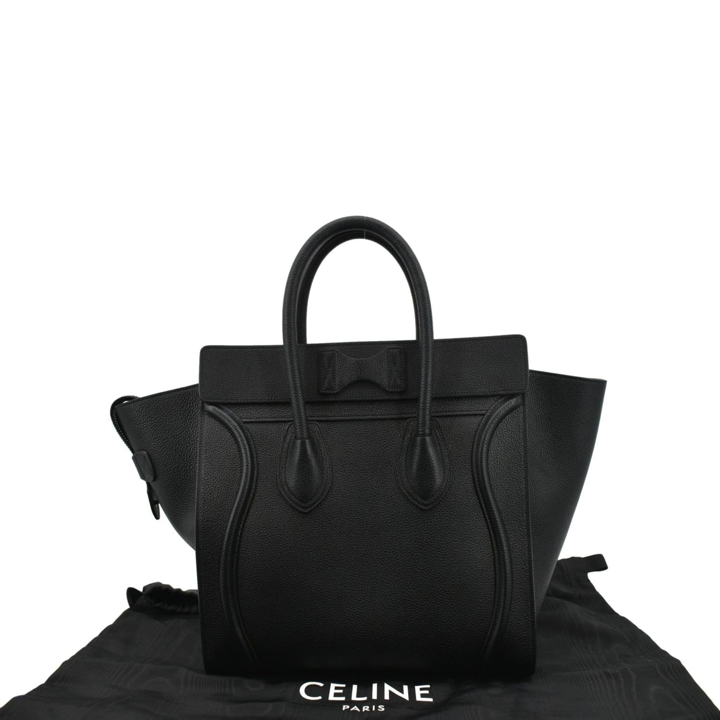 Drummed Luggage Calfskin Tote Bag Hot Deals Leather Black