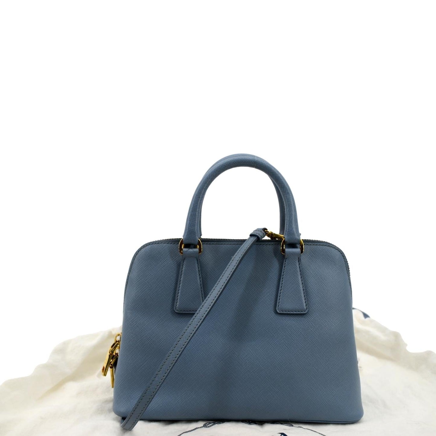 Prada Fuoco Lux Crossbody Bag Light Leather Saffiano Blue