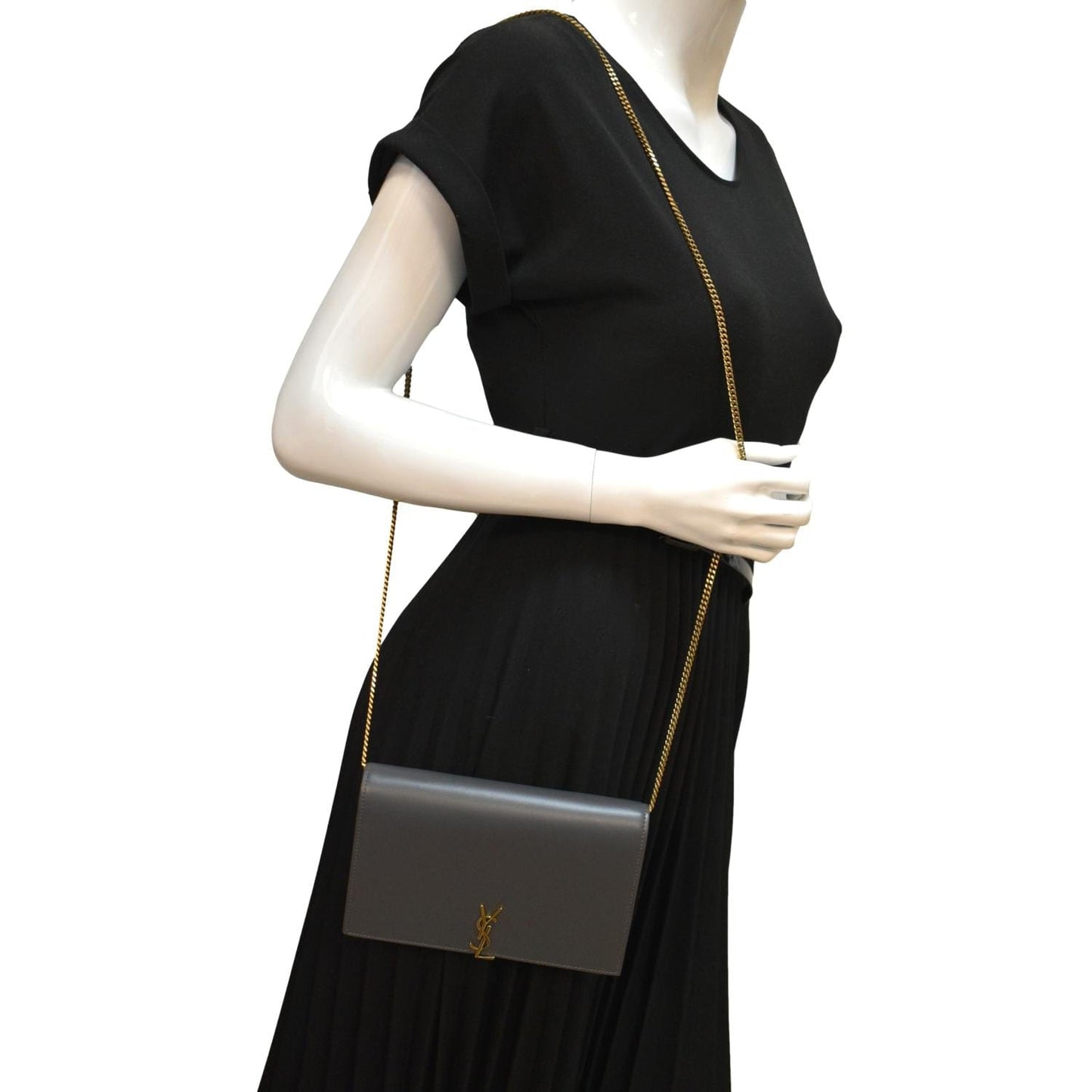 YSL Saint Laurent Saint Laurent Shoulder Bag Light Gray Sold Leather Flap