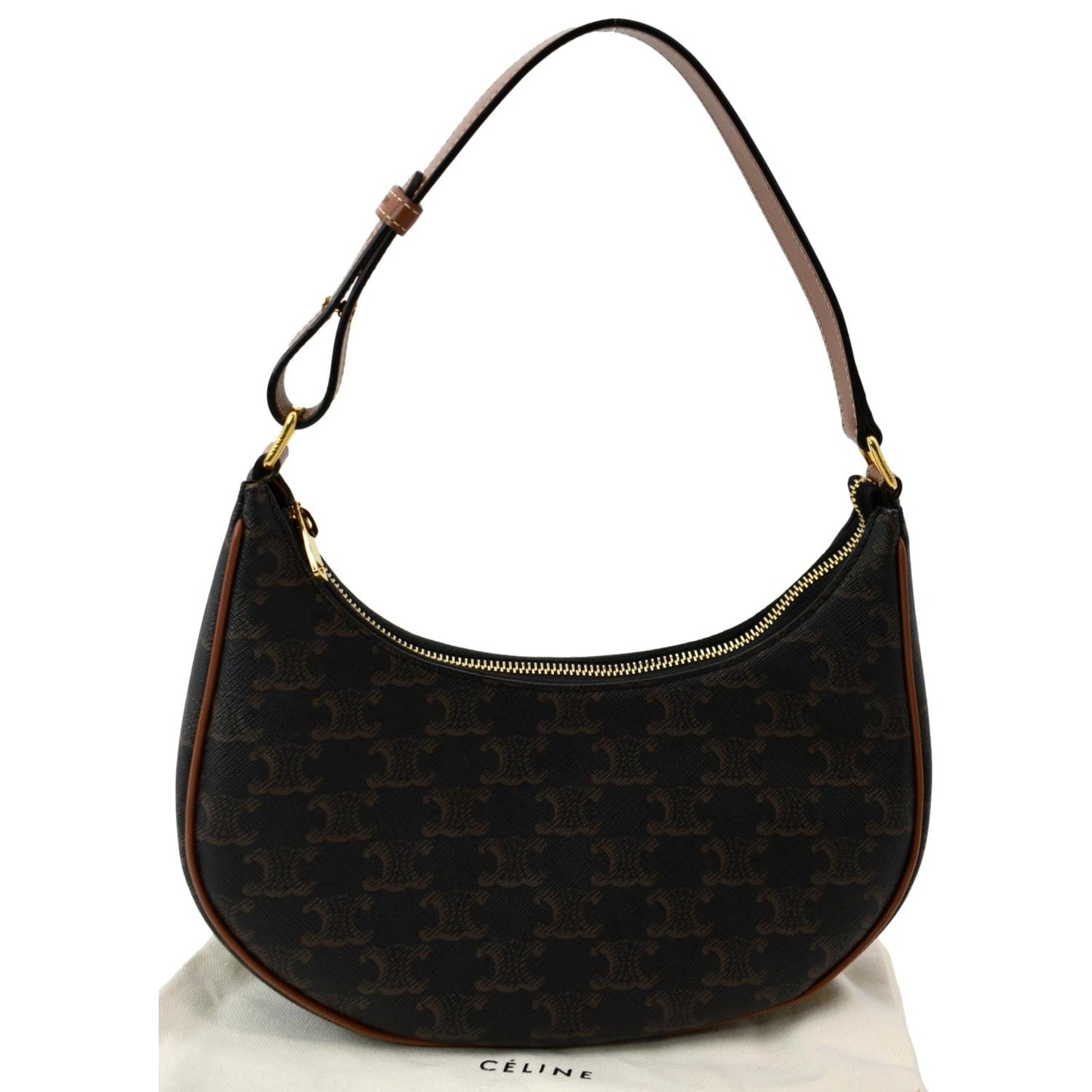 Ava Triomphe Calfskin Shoulder Bag Canvas Brown
