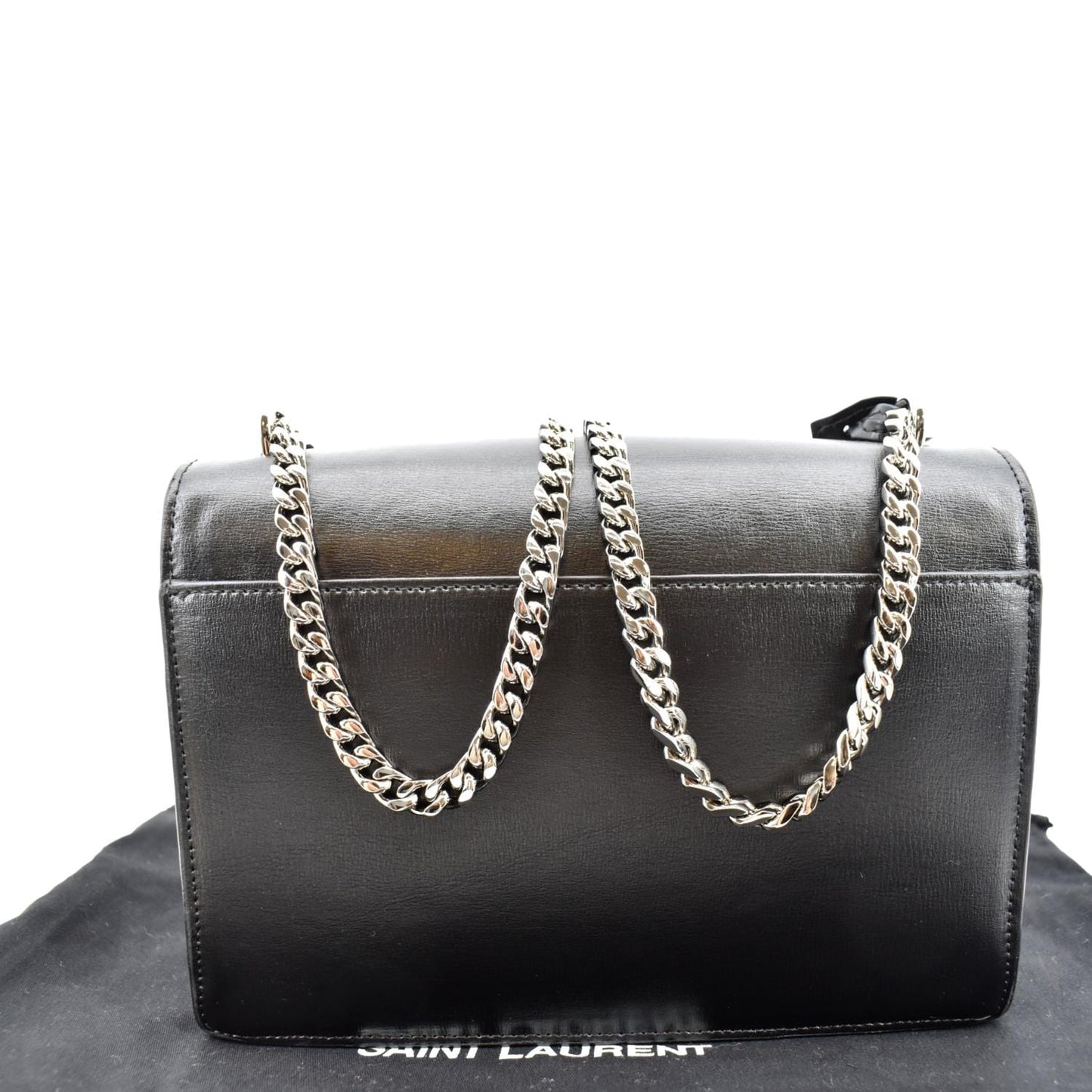 YSL Saint Laurent Yves Sunset Calfskin Shoulder Bag Leather Black Chain
