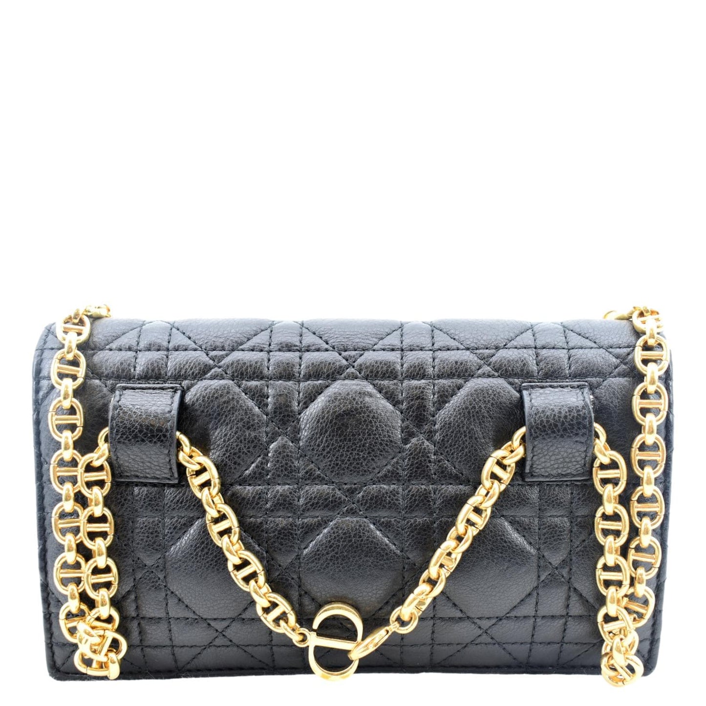Dior Caro Cannage Calf Shoulder Bag Leather Calf Leather Black