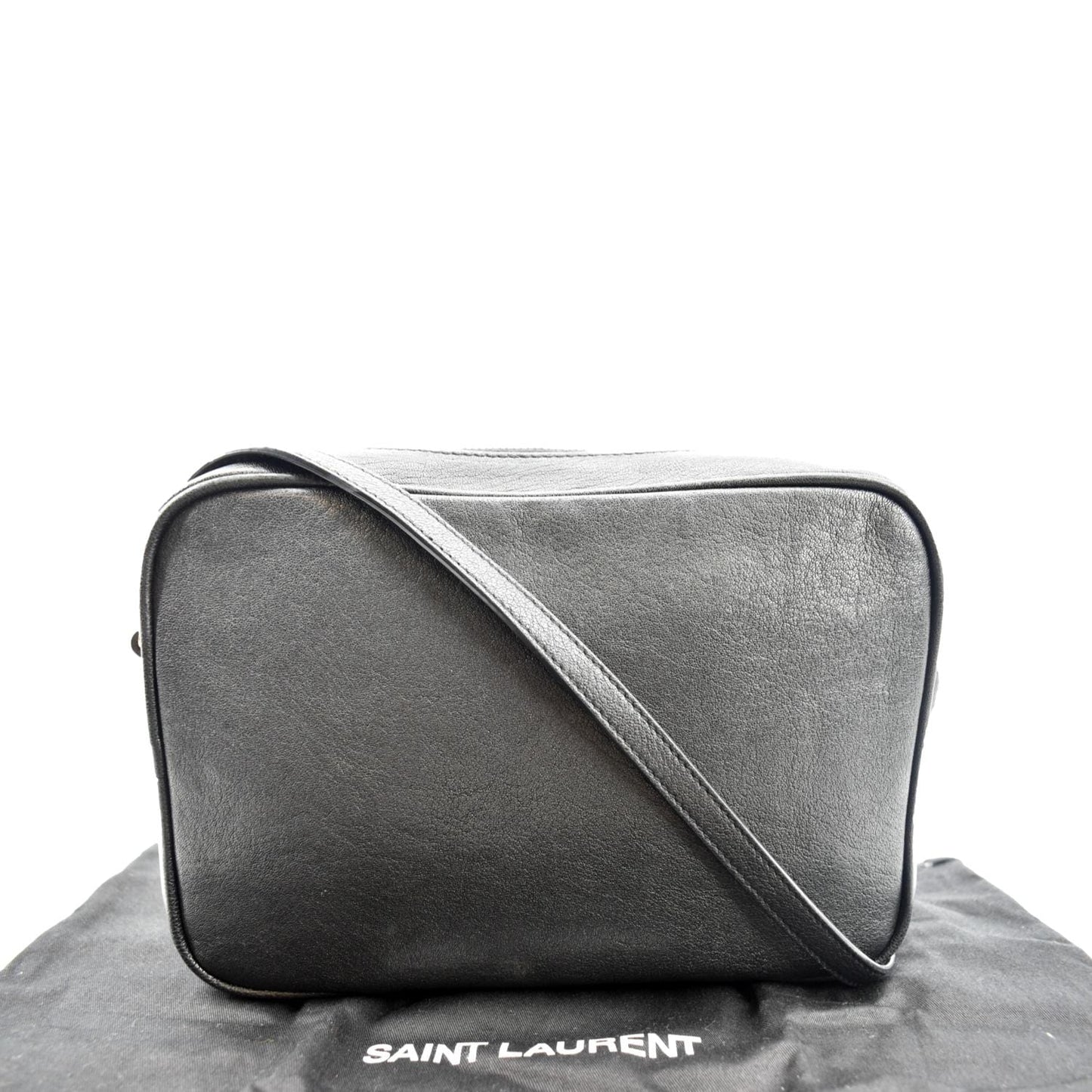 YSL Saint Laurent Yves Camera Crossbody Bag Leather Black
