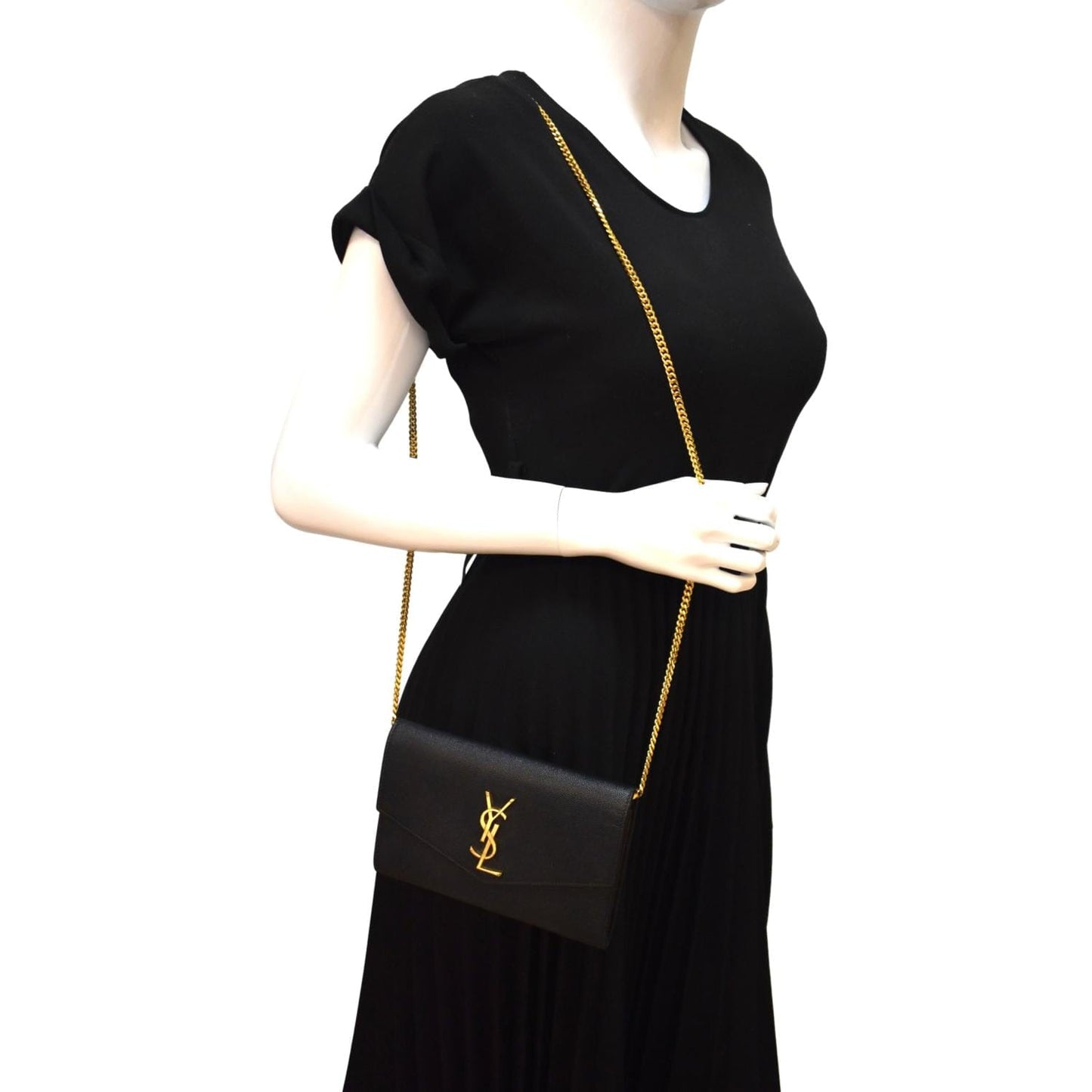 YSL Saint Laurent Saint Uptown Crossbody Wallet Leather Black Crossbody Bag