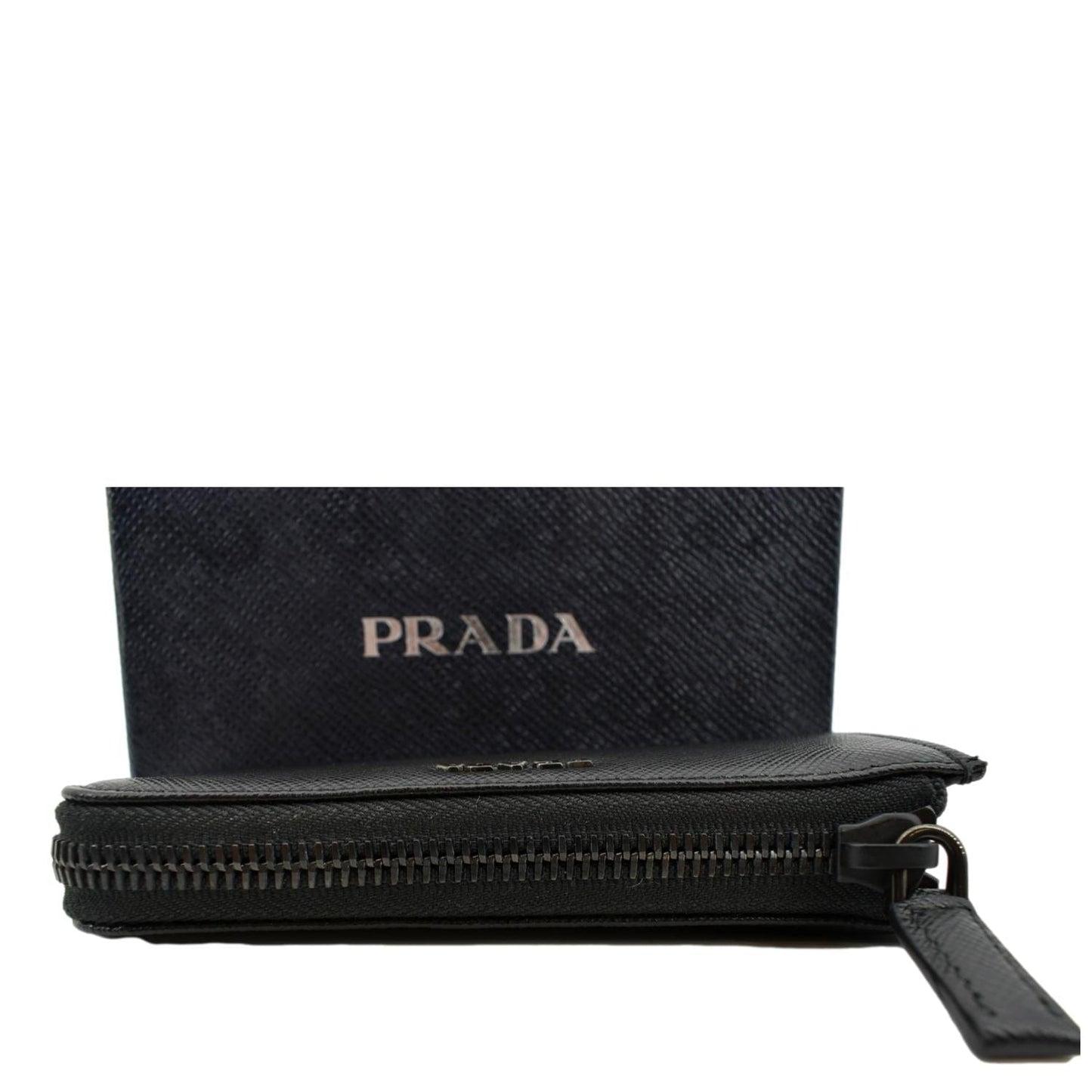 Saffiano Zip Pouch Handbag Leather Black Travel Bag