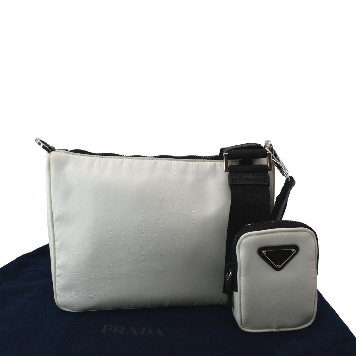 Prada Re Crossbody Bag Leather Nylon White