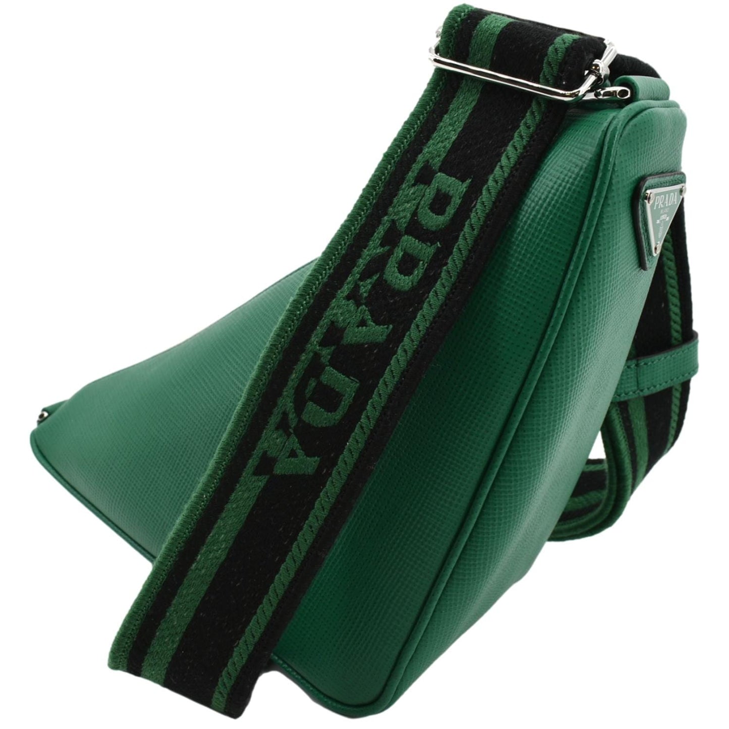Prada Triangle Shoulder Bag Leather Saffiano Green