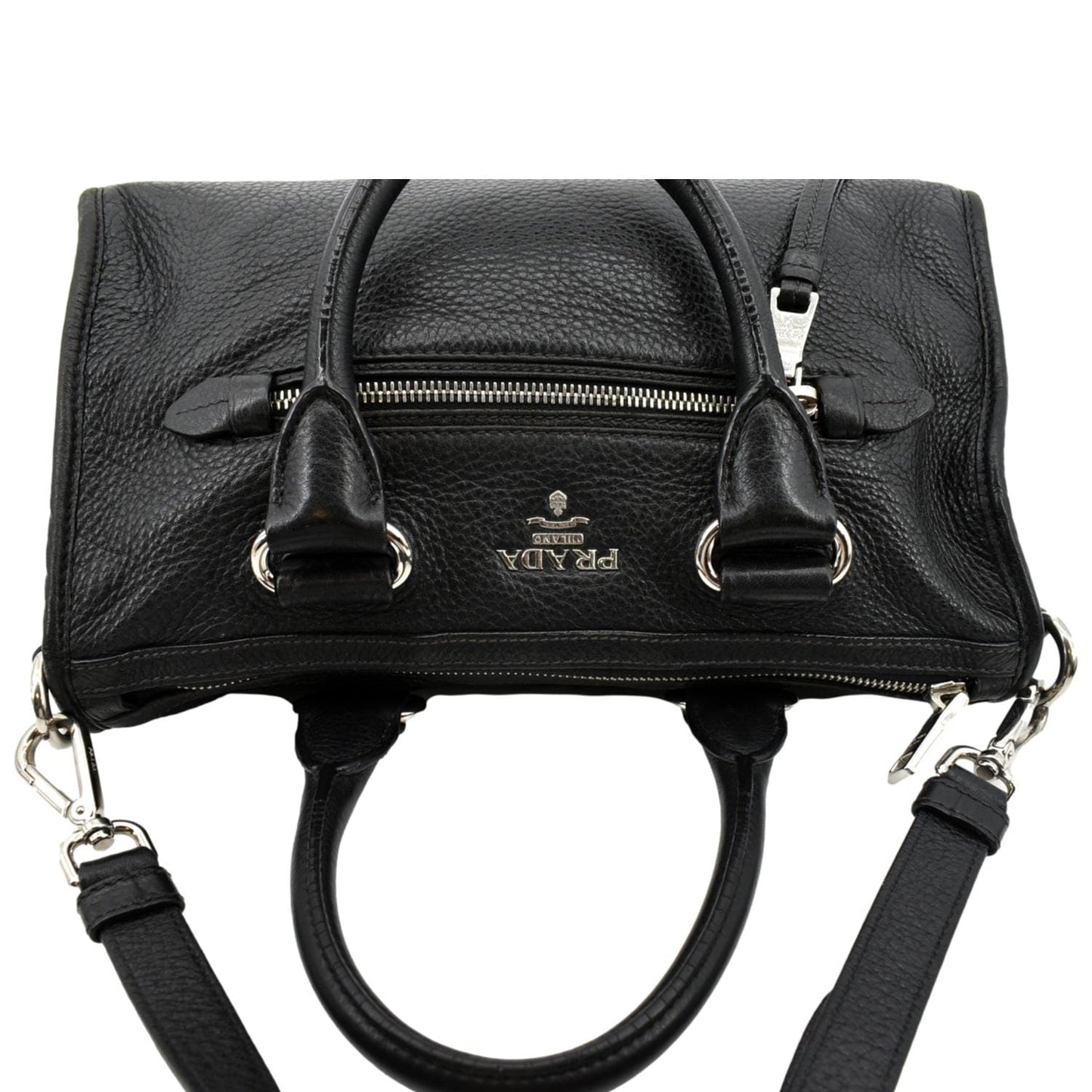 Prada Phenix Shoulder Bag Leather Vitello Black