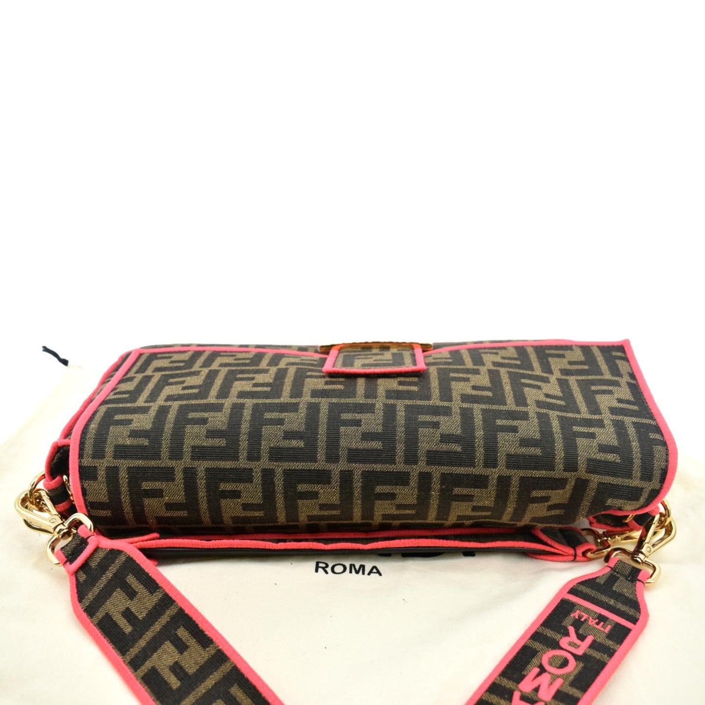 Fendi Ff Roma Jacquard Shoulder Bag Hot Deals Canvas Pink