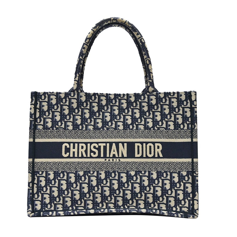 Dior Handbag Christian Oblique Embroidery Book Tote - 5 Blue Medium Tote Bag