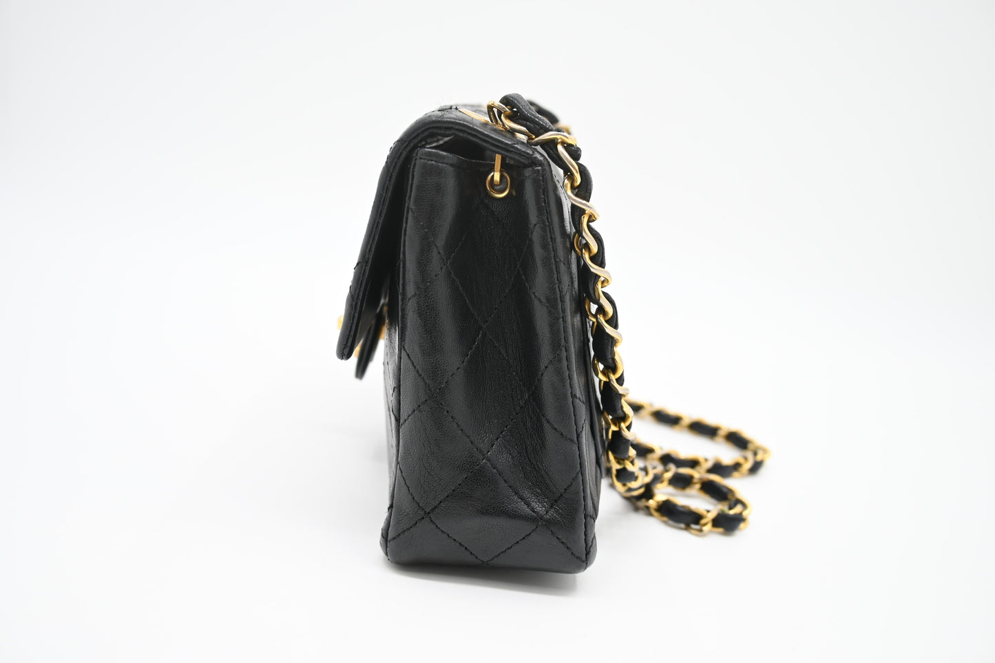 Chanel Square Matelassé Black Leather Mini Bag