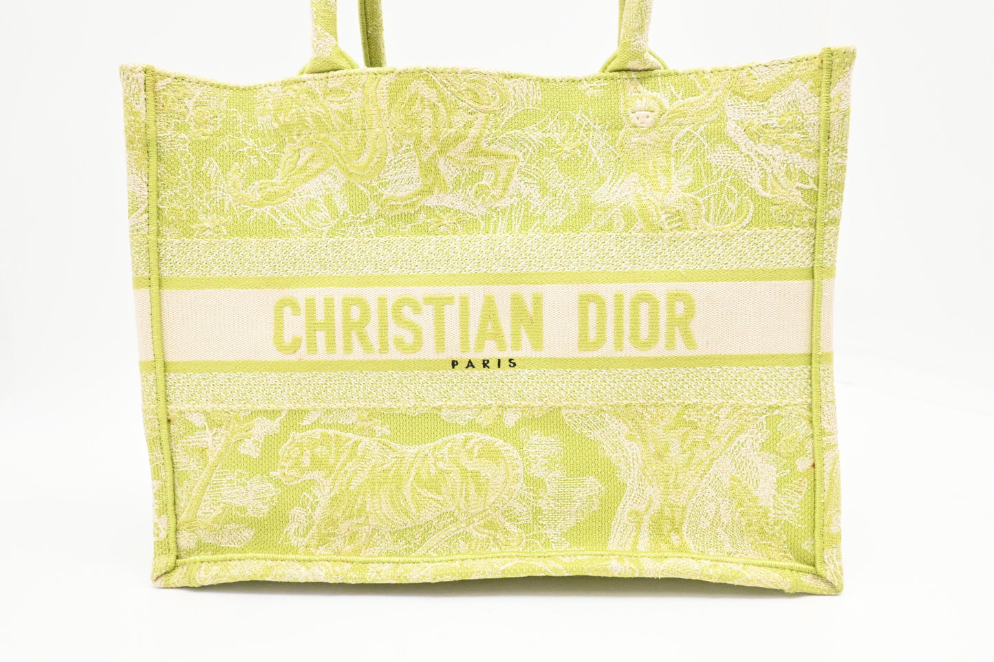 Dior Book Tote In Toile De Jouy Sauvage Green Medium Tote Bag