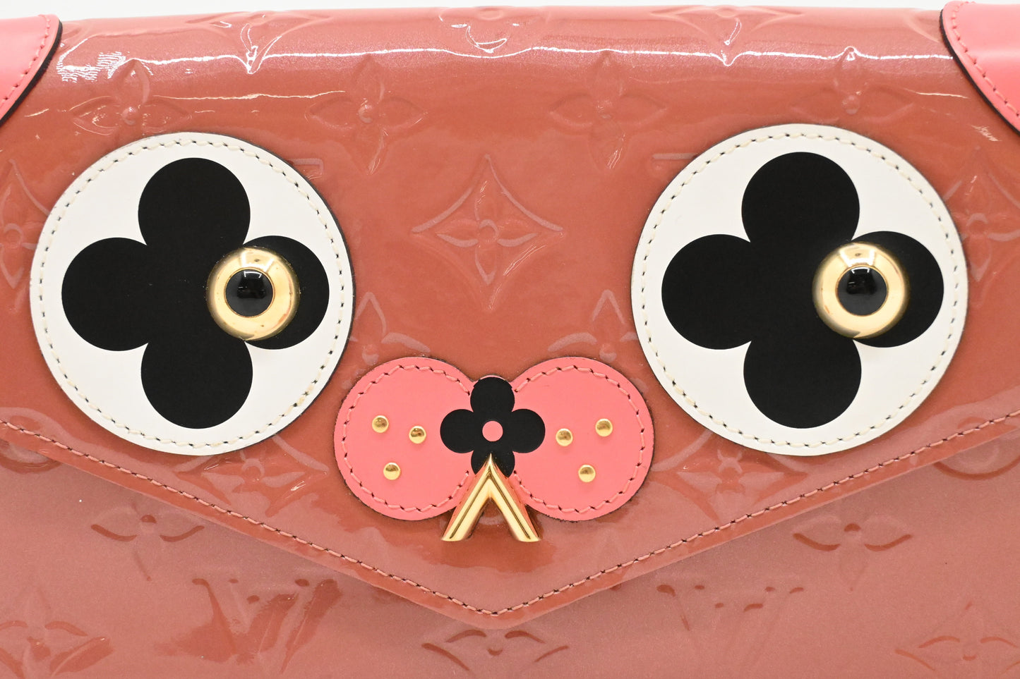 Louis Vuitton Valentine Dog Pochette Felicie Pink Leather Vernis Clutch Bag